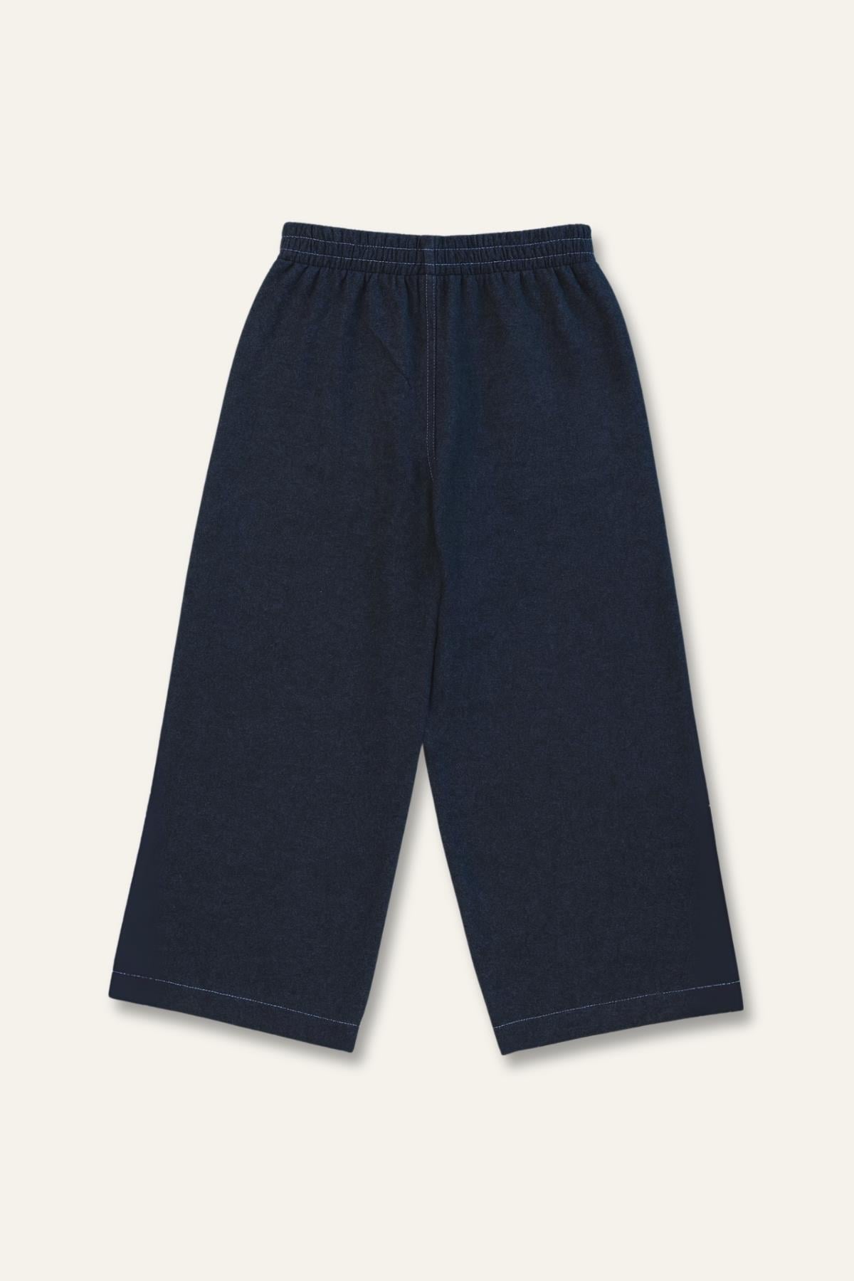 Erkek Çocuk İnce Kaşe Cep Detalı Lastikli Pantalon  - Lacivert