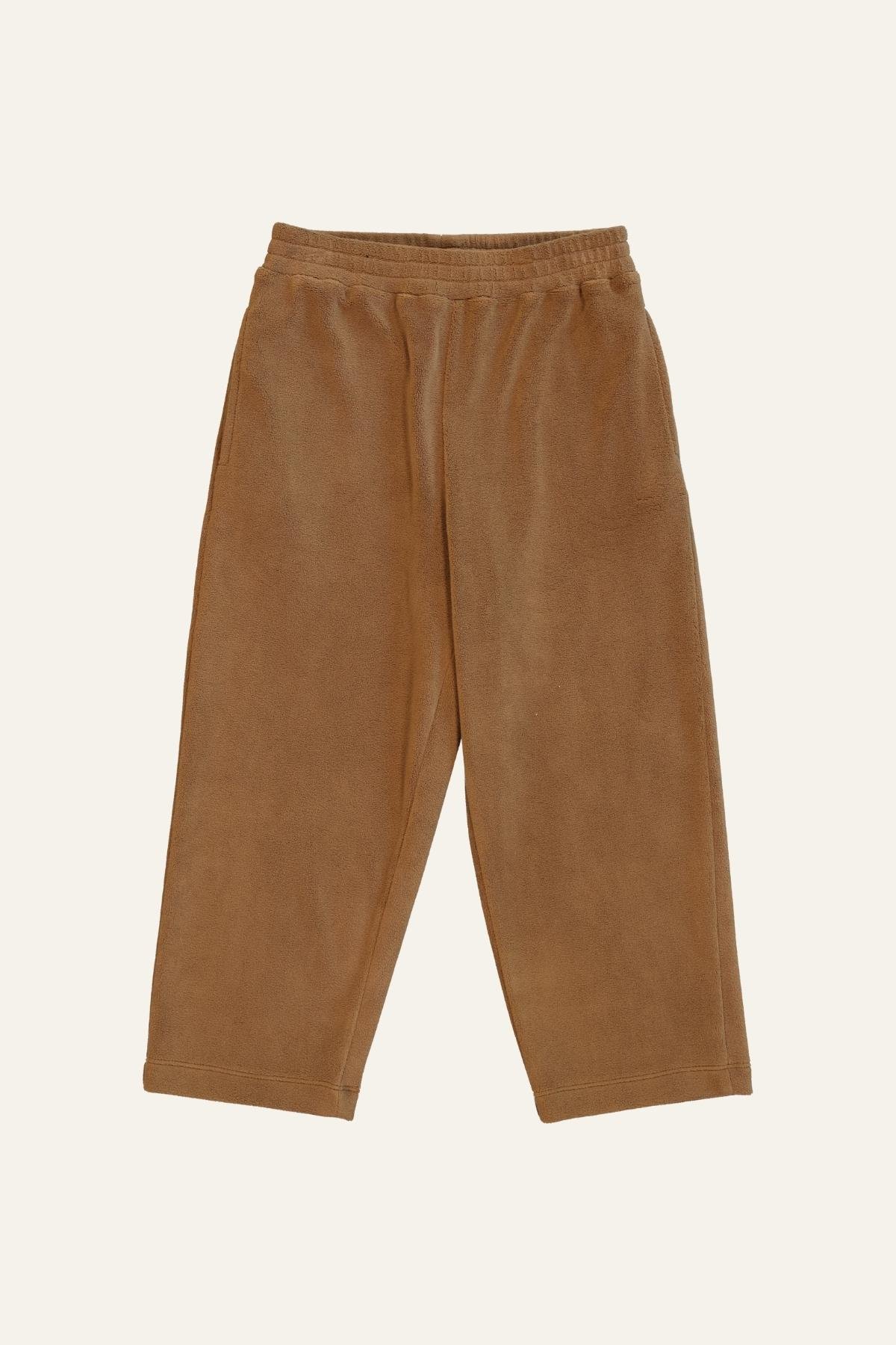 Erkek Çocuk Kapşonlu Fermuarlı Polar İkili Takım - Kahverengi