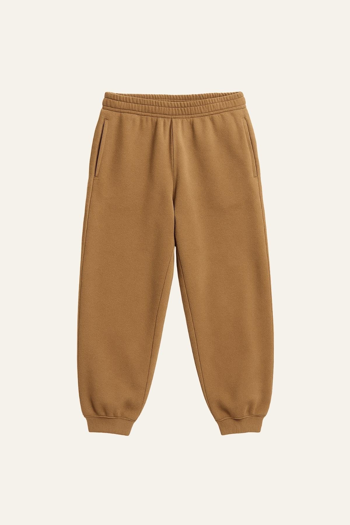 Erkek Çocuk Kapşonlu Fermuarlı Polar İkili Takım - Kahverengi