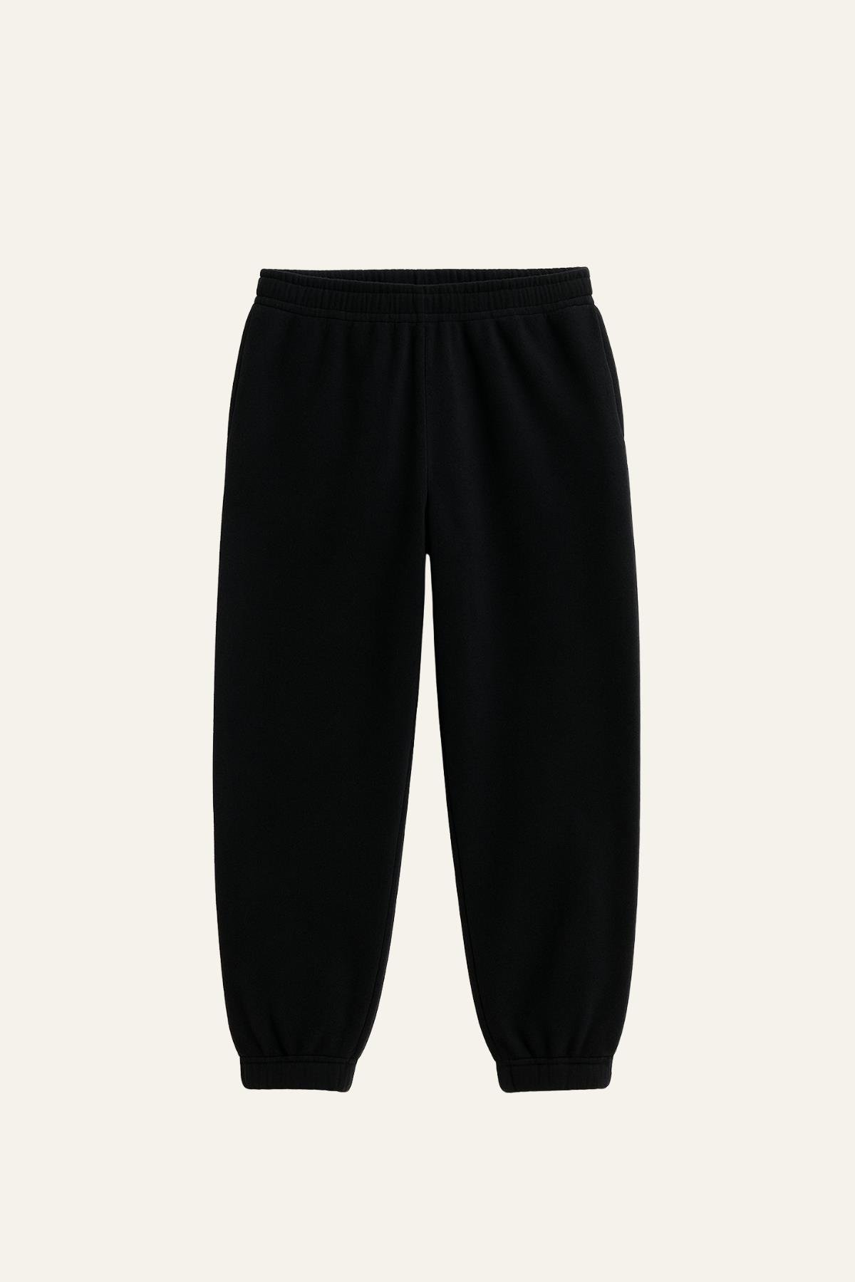 Erkek Çocuk Kapşonlu Fermuarlı Polar İkili Takım - Siyah