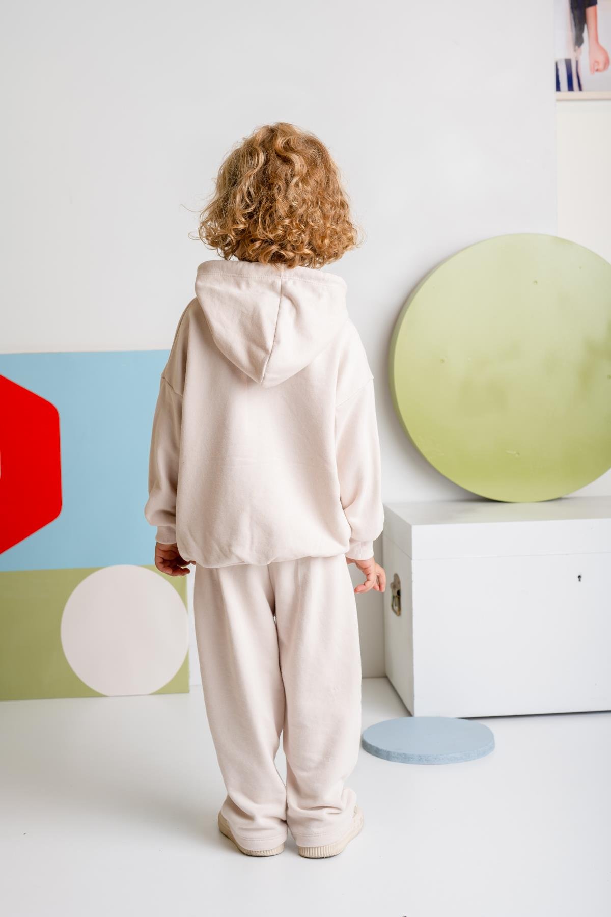 Erkek Çocuk Kapşonlu Kanguru Cepli Sweatshirt - Krem