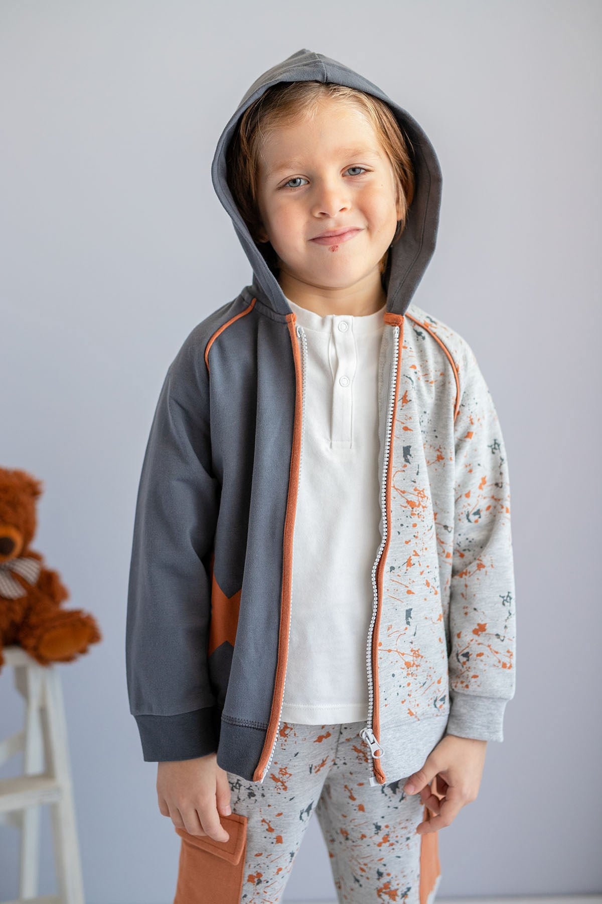 Erkek Çocuk Kapüşonlu Fermuarlı Sweatshirt (6-12yaş)