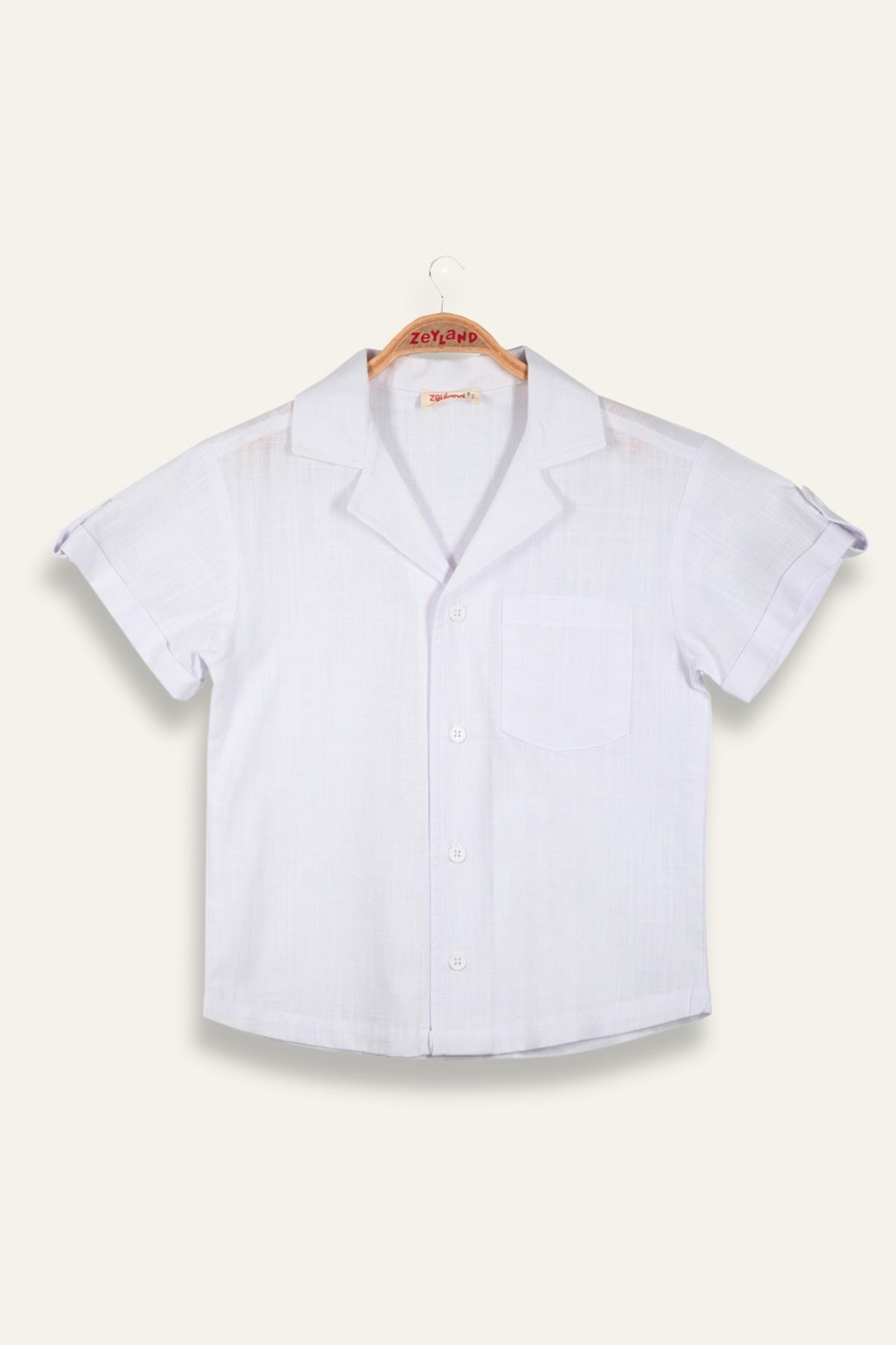 Erkek Çocuk Keten Gömlek - Beyaz