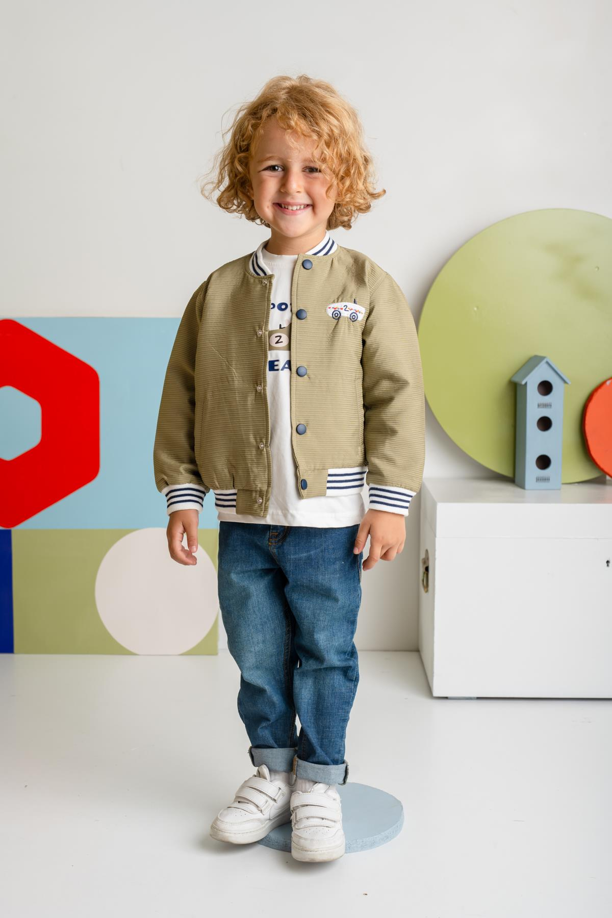 Erkek Çocuk Montlu Üçlü Takım - Haki