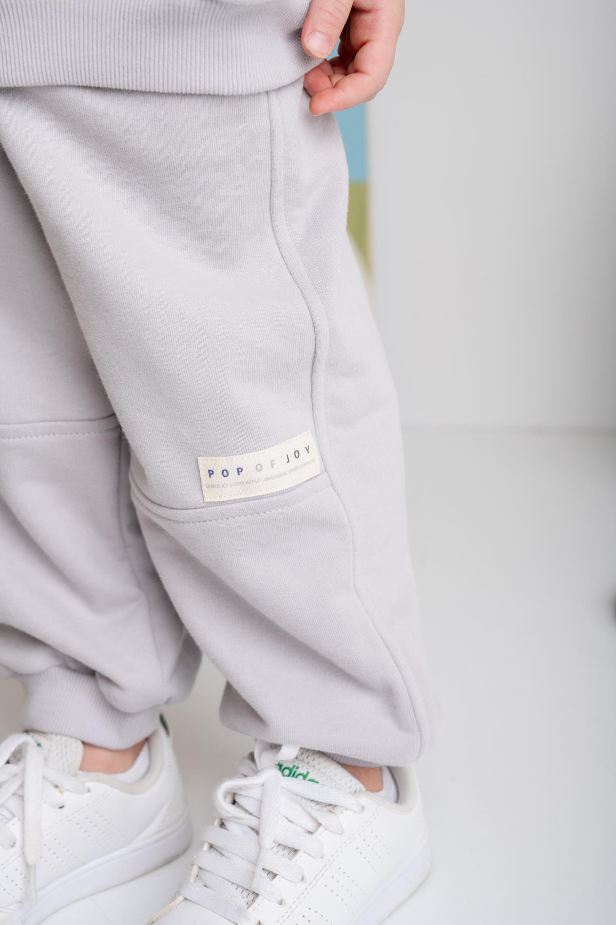 Erkek Çocuk Ribanalı Paça Fırçalı Tek Alt - Gri