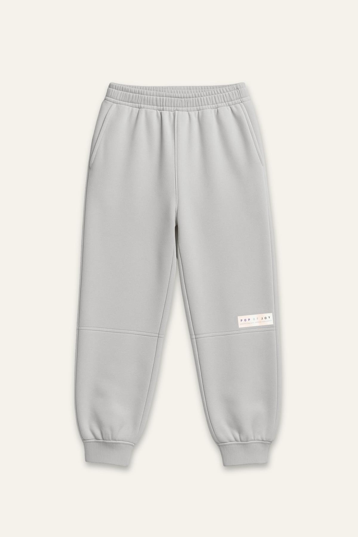 Erkek Çocuk Ribanalı Paça Fırçalı Tek Alt - Gri