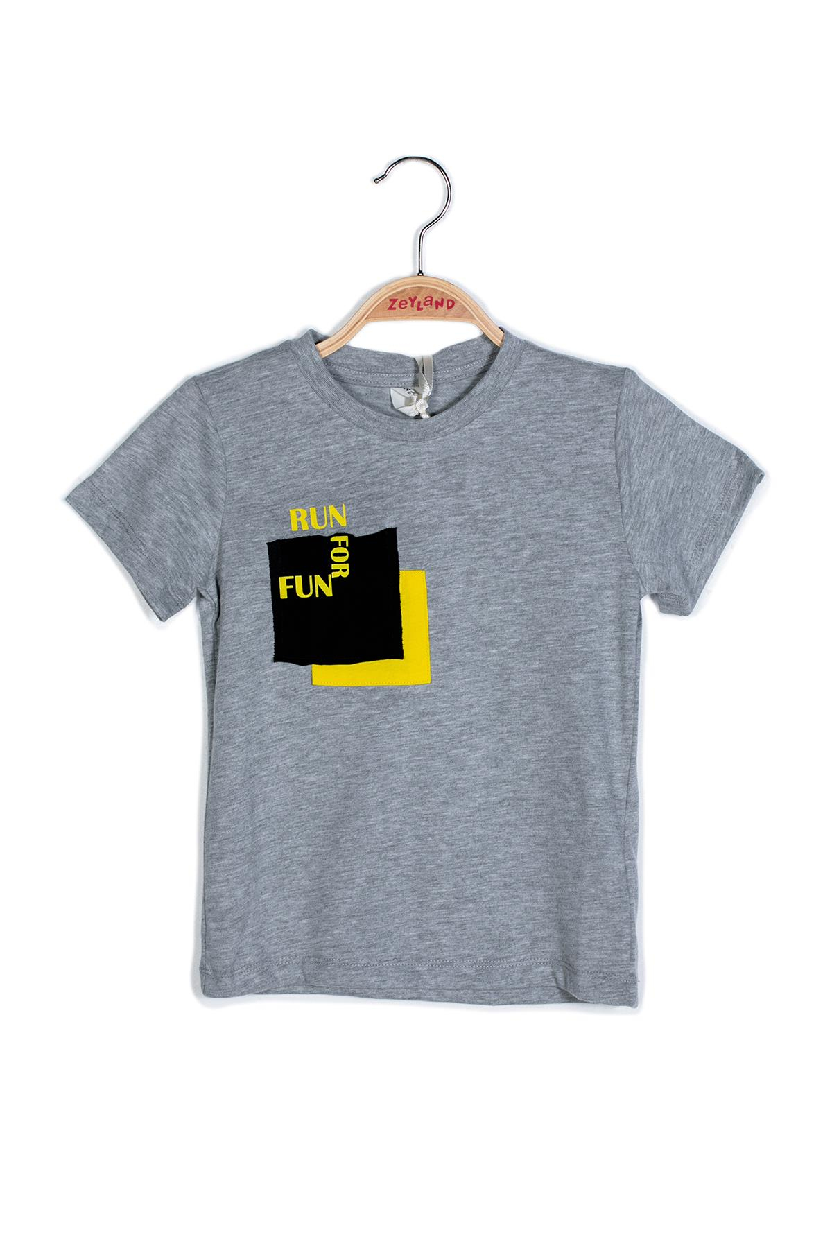 Erkek Çocuk Run For Fun Cep Detaylı T-Shirt