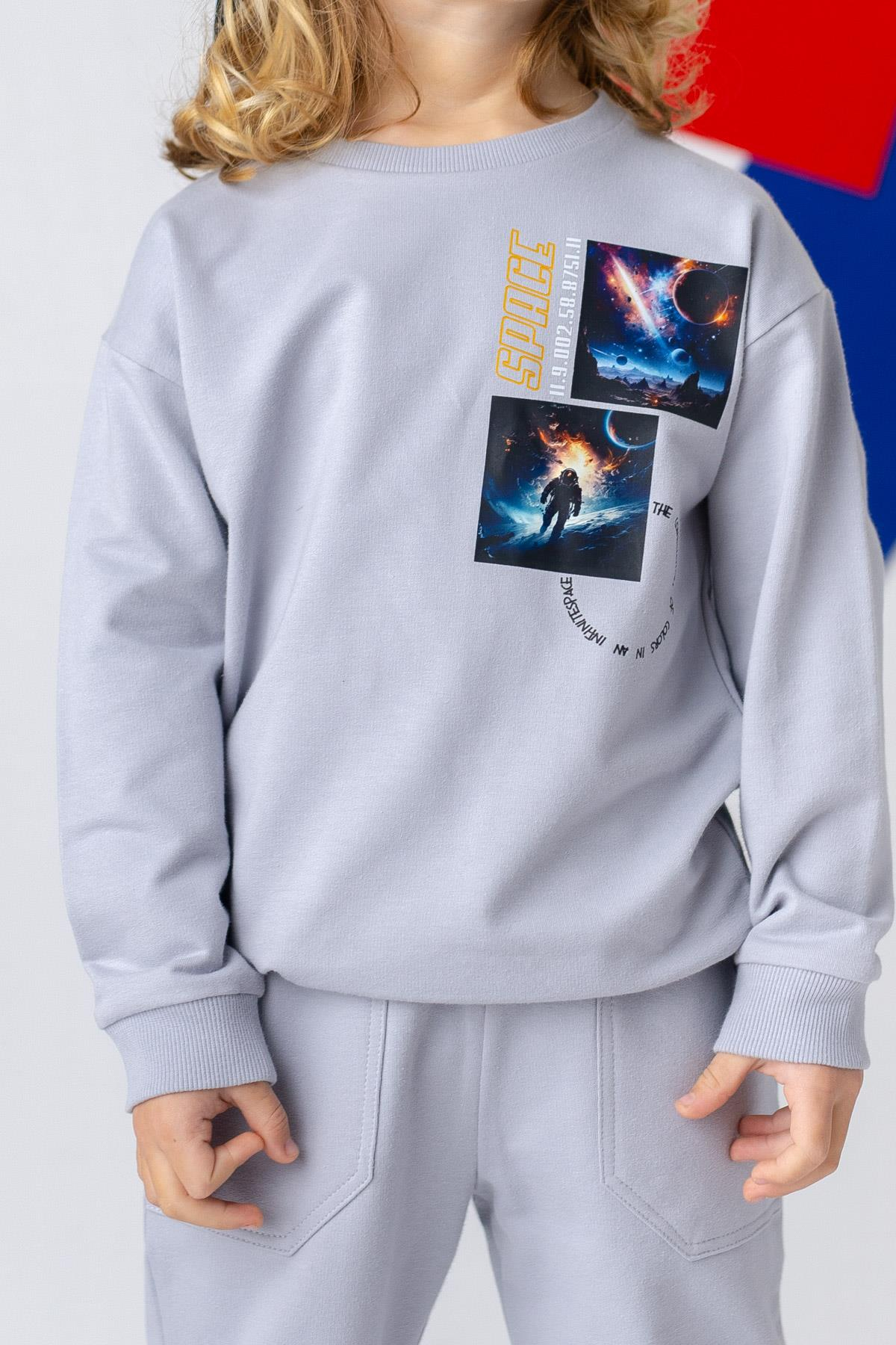 ERKEK COCUK UZAY BASKILI BASIC SWEATSHIRT