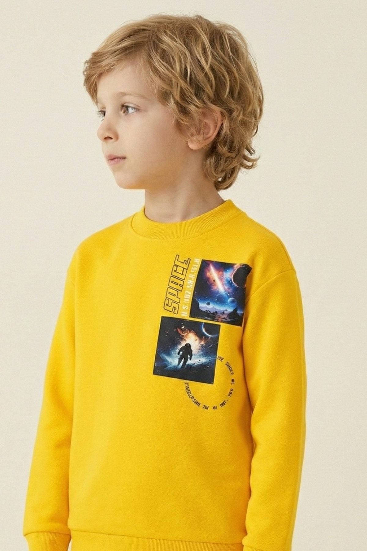 Erkek Çocuk Uzay Baskılı Basic Sweatshirt
