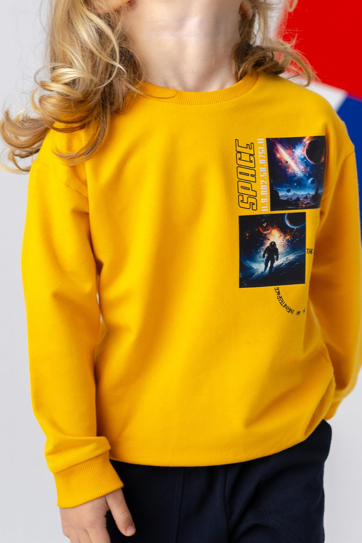 ERKEK COCUK UZAY BASKILI BASIC SWEATSHIRT