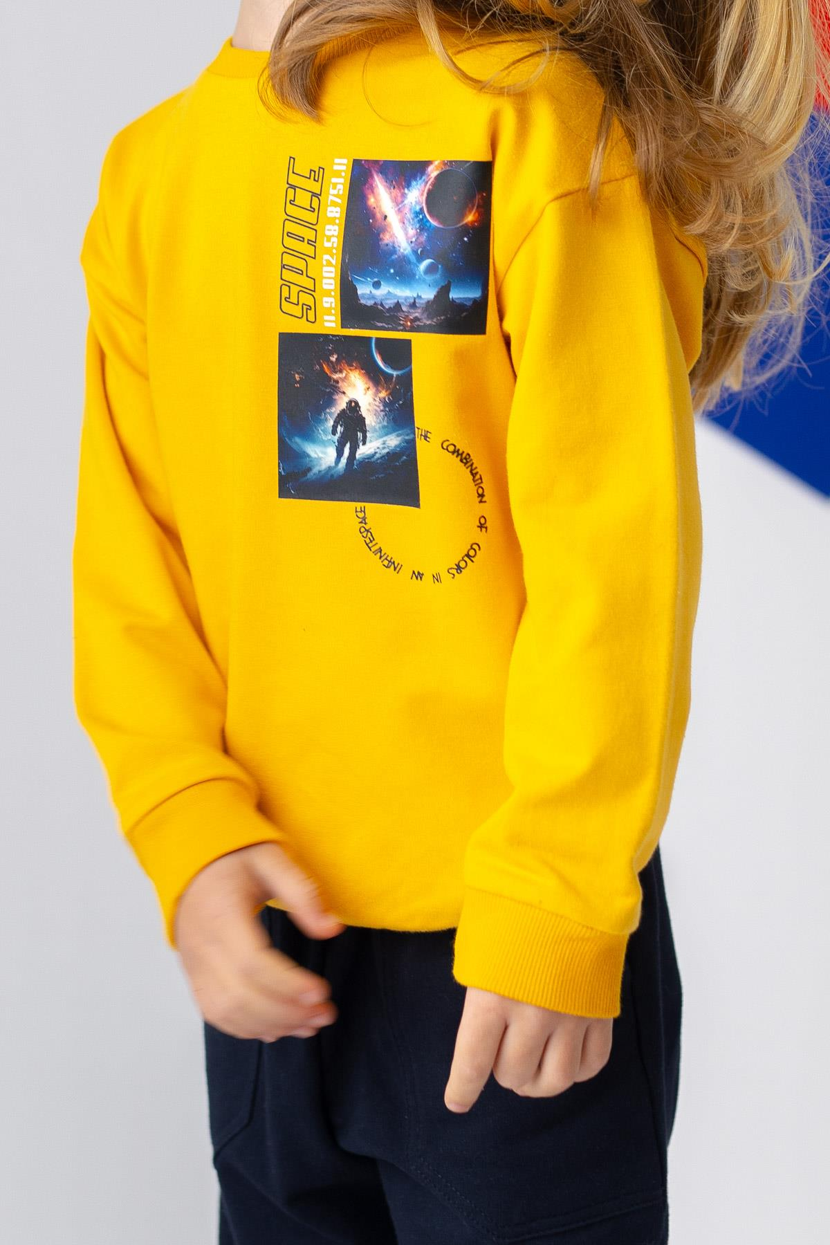 ERKEK COCUK UZAY BASKILI BASIC SWEATSHIRT