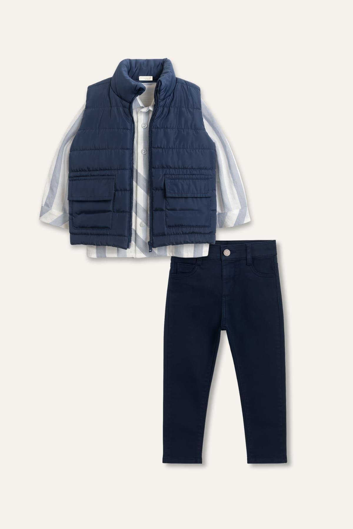 Erkek Çocuk Yelekli 3'lü Takım  - Lacivert
