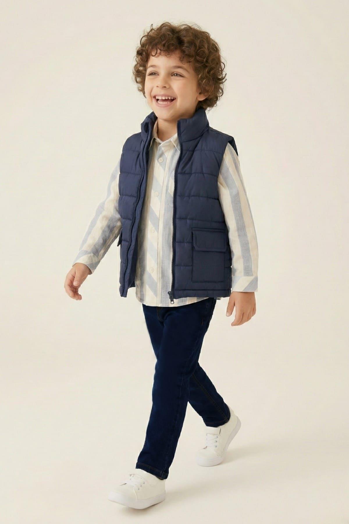 Erkek Çocuk Yelekli 3'lü Takım  - Lacivert