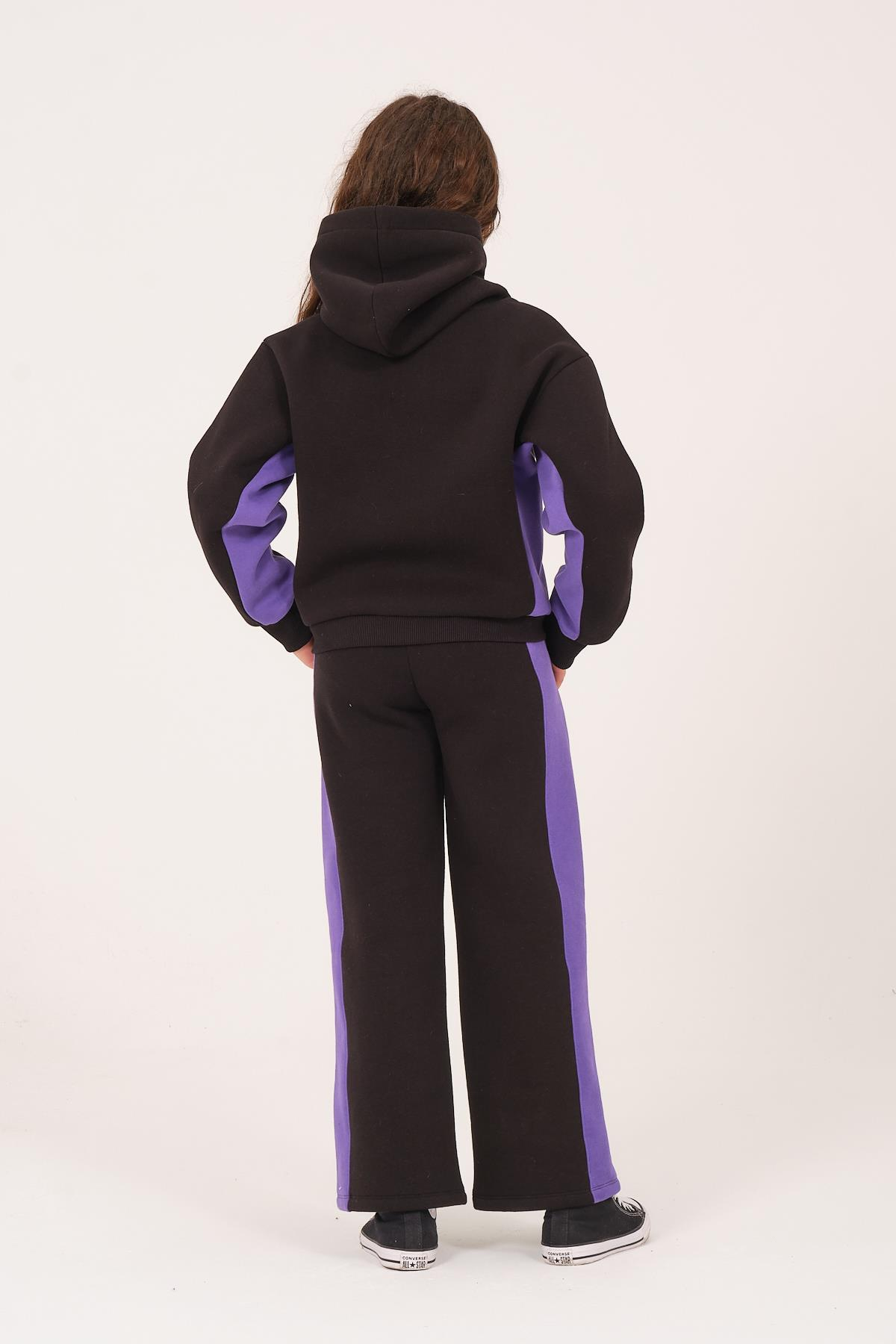 Genç Kız Çocuk Garnili Eşofman Altı - Siyah