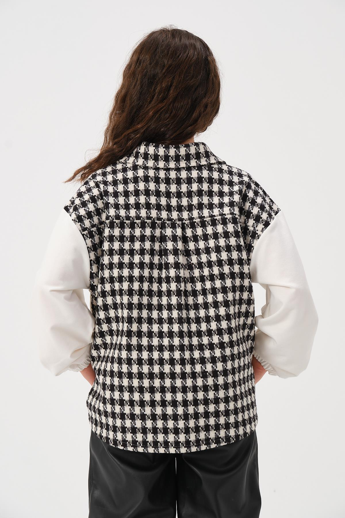 Genç Kız Çocuk Kazayağı Desenli Gömlek - Skasar