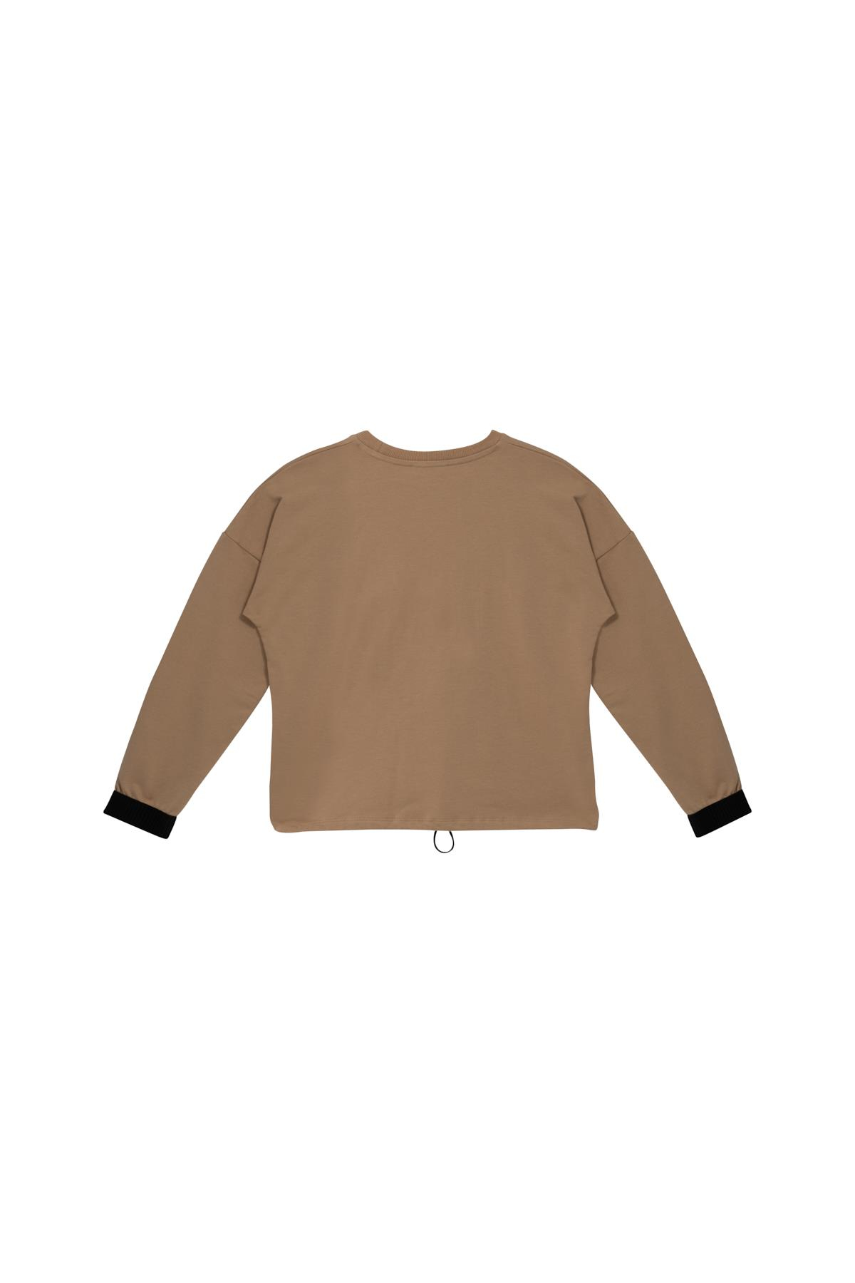Genç Kız Çocuk Nakış Detaylı Sweatshirt - Bej