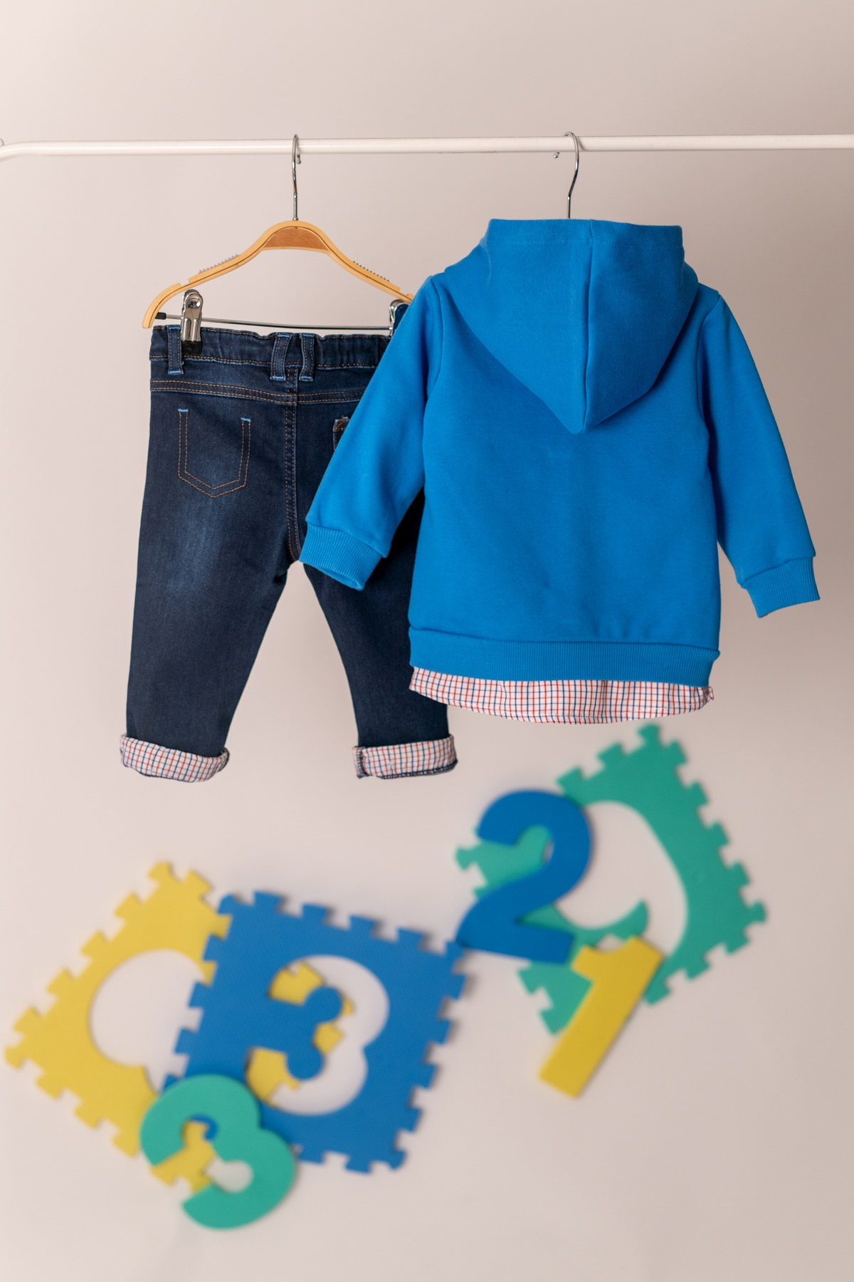 Gömlek Parçali Sweatshirt ve Kot Pantolon Takim (6ay-4yas)