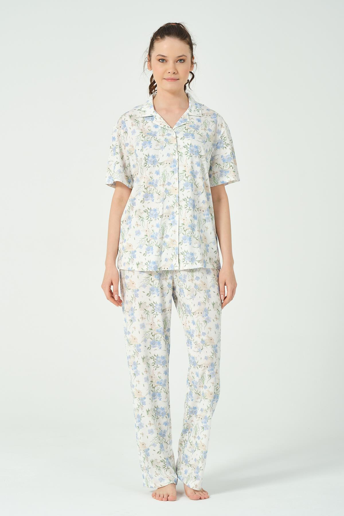 KADIN TAVSAN DESENLI PIJAMA TAKIMI