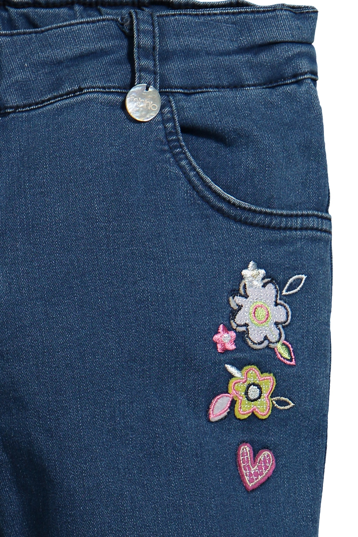 Kalp ve Çiçek Aplikeli Skinny Jean (5-8yas)
