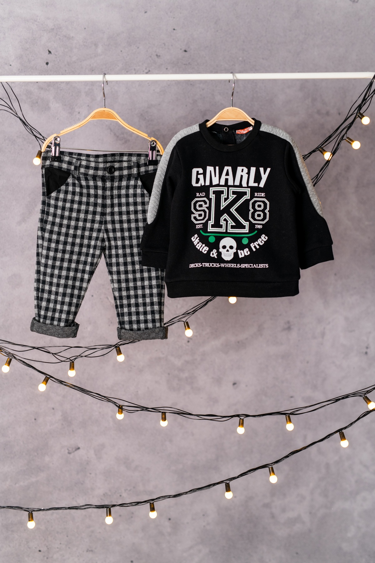 Kapitone Parçali Sweatshirt ve Kase Pantolon Takim (6ay-4yas)