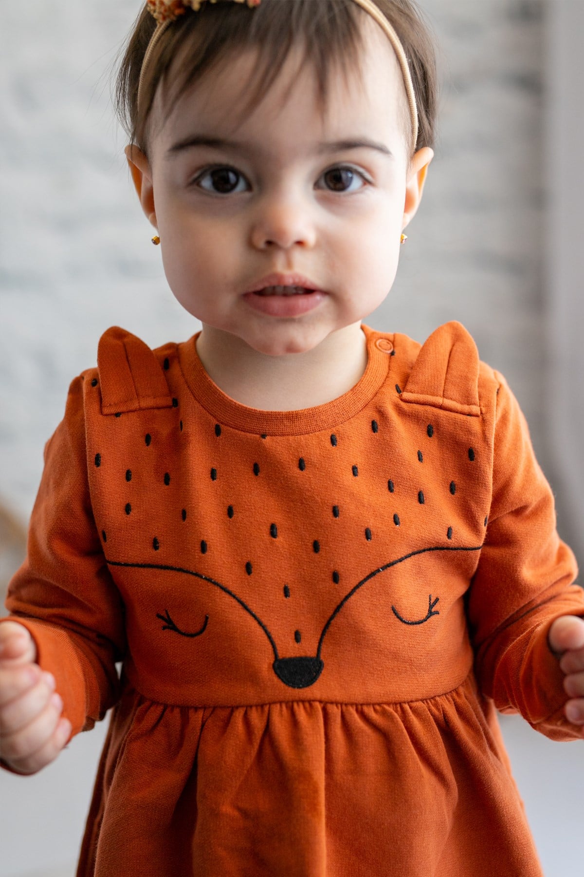 Kız Bebek Bambi Kulak Figürlü Elbise (6ay-4yaş)