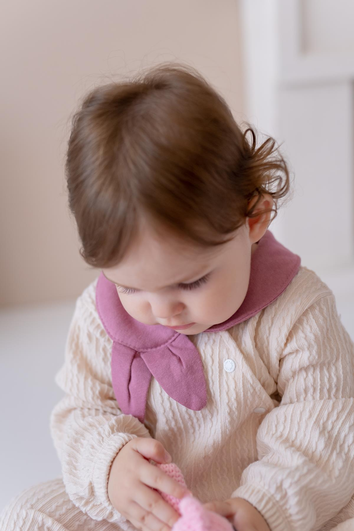 Kız Bebek Bebe Yaka Örme Tulum - Pembe