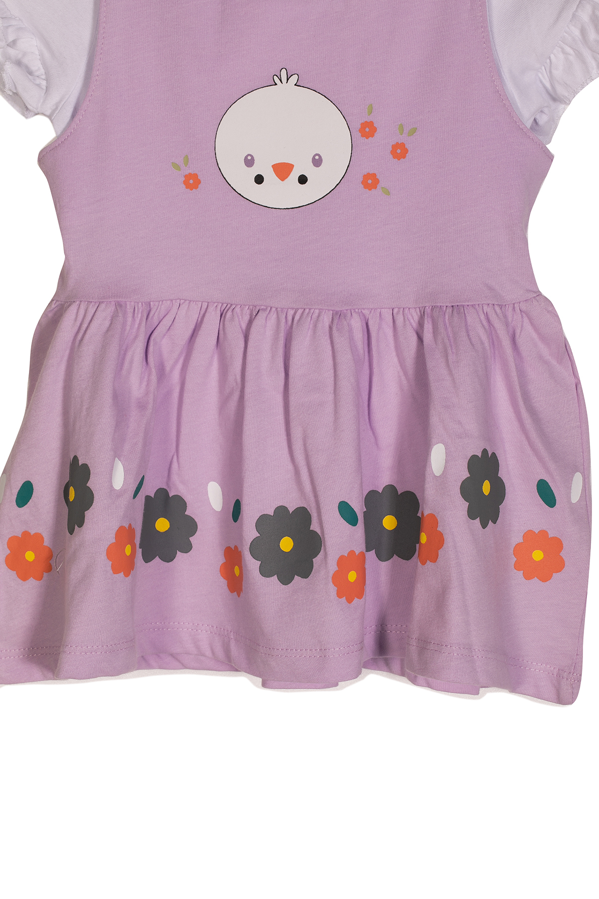Kız Bebek Çiçek Baskılı Elbise ve T-shirt Örme Takım