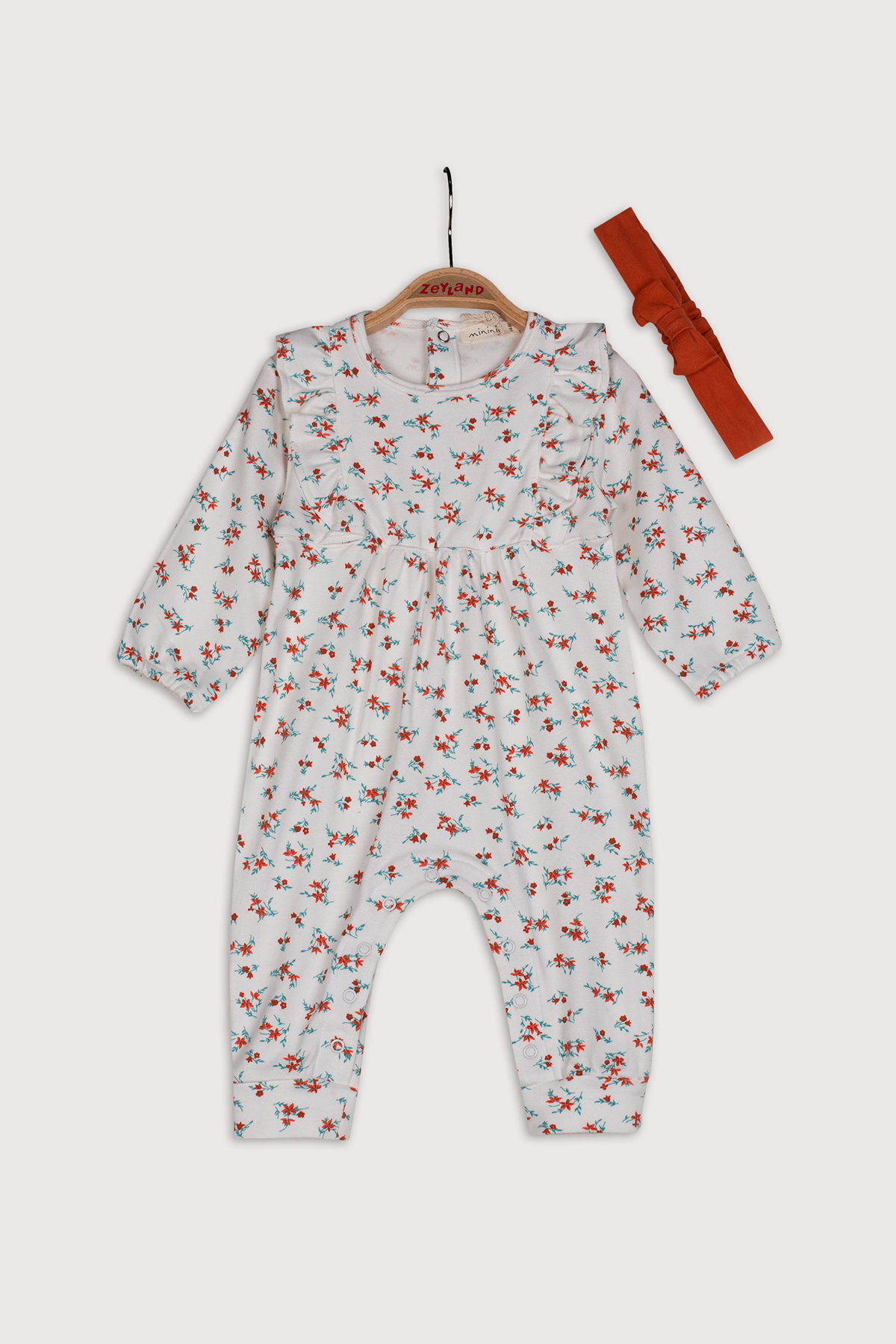 Kız Bebek Çiçek Baskılı Tulum (6-24ay)