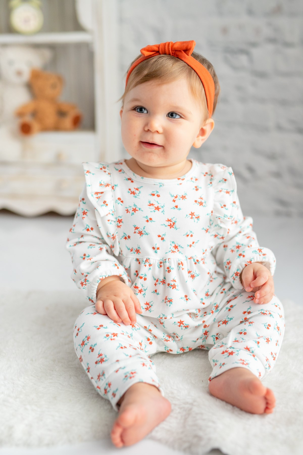 Kız Bebek Çiçek Baskılı Tulum (6-24ay)