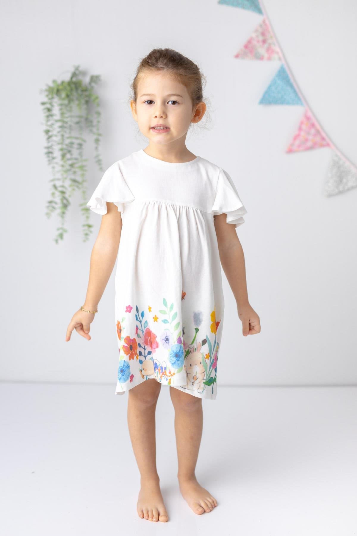 KIZ BEBEK CICEK DESENLI ELBISE