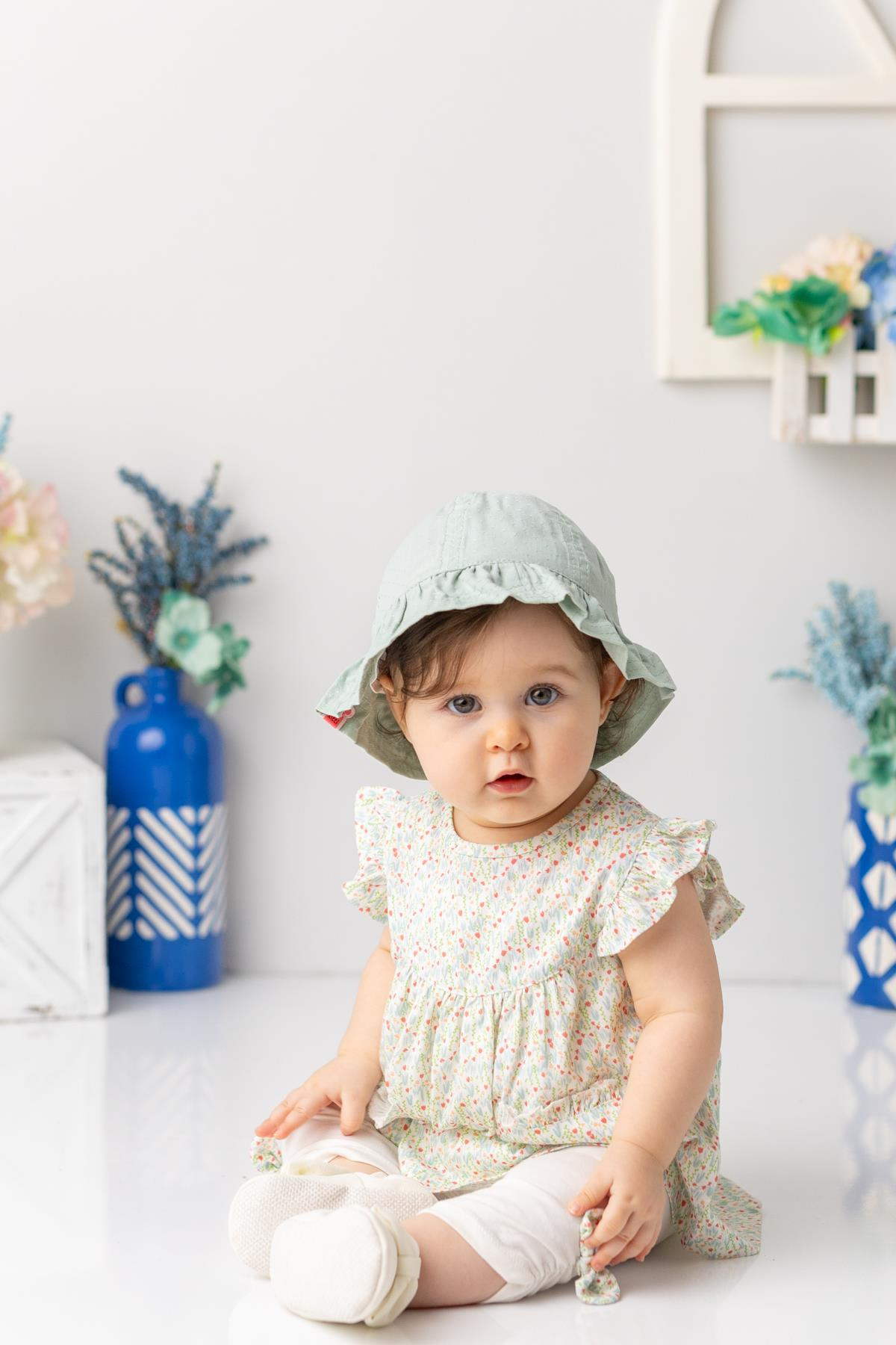 Kız Bebek Çiçek Desenli Tayt Bluz Takım - Desenli