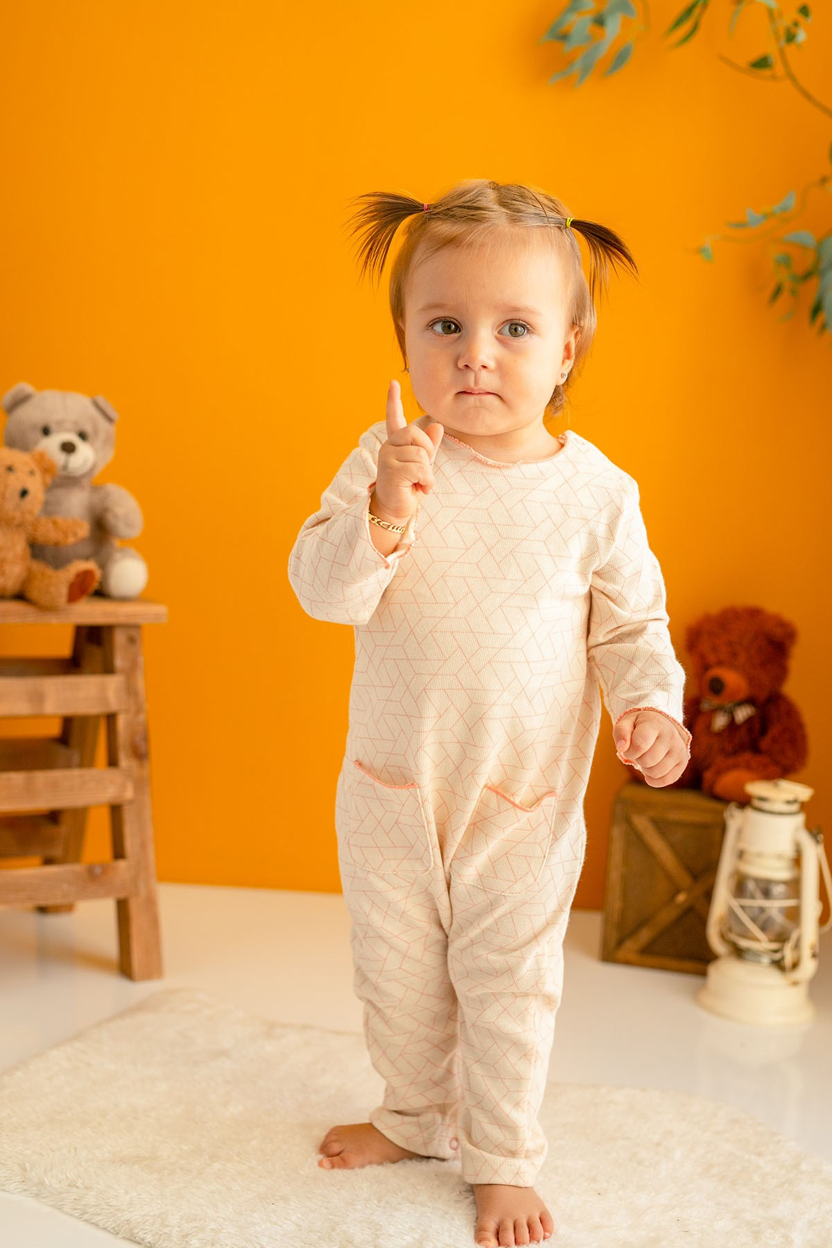 Kız Bebek Çıtçıtlı Cepli %100 Pamuk Tulum (3-24ay)
