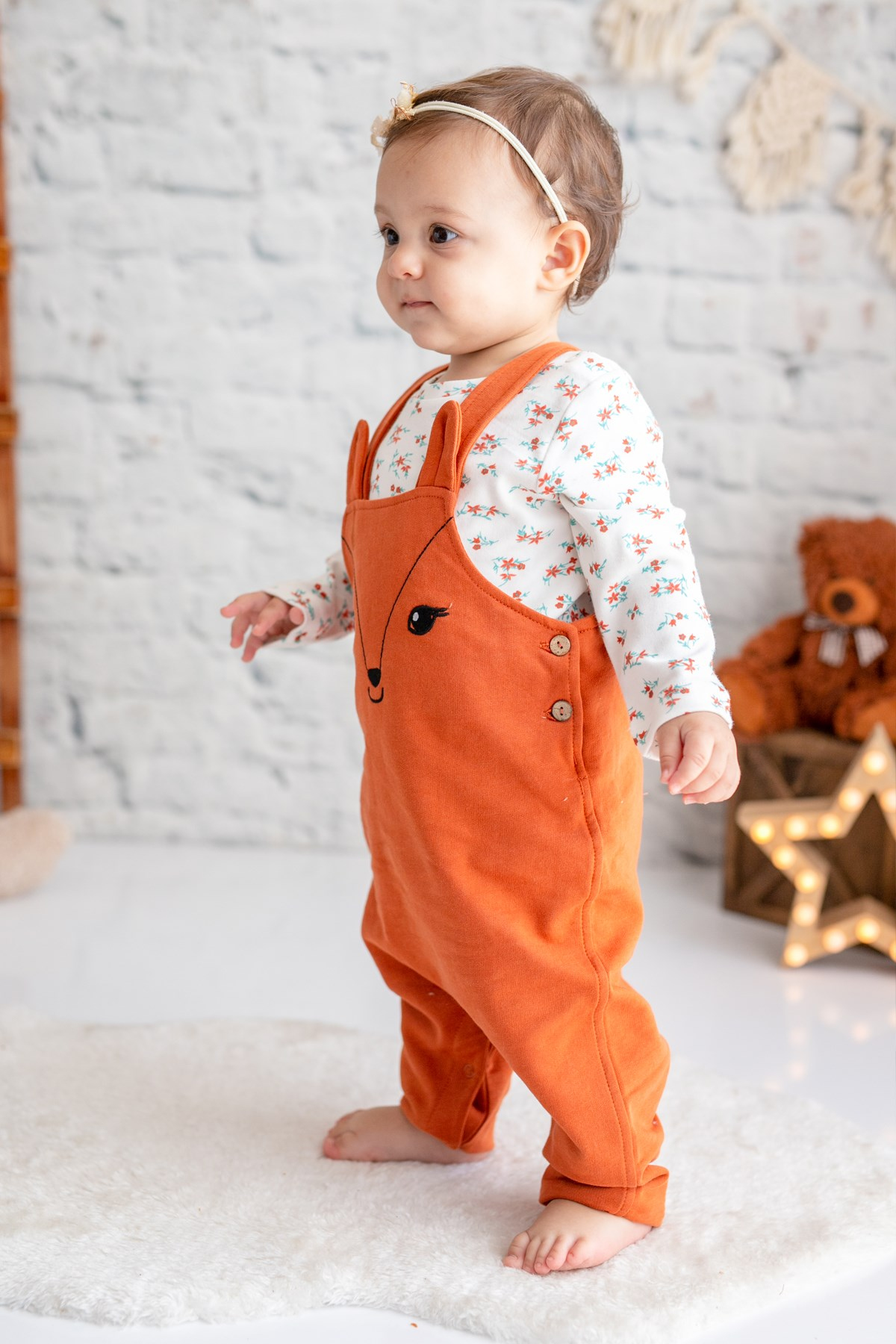 Kız Bebek Doğa Temalı Bambi Salopet Tulum (6-24ay)