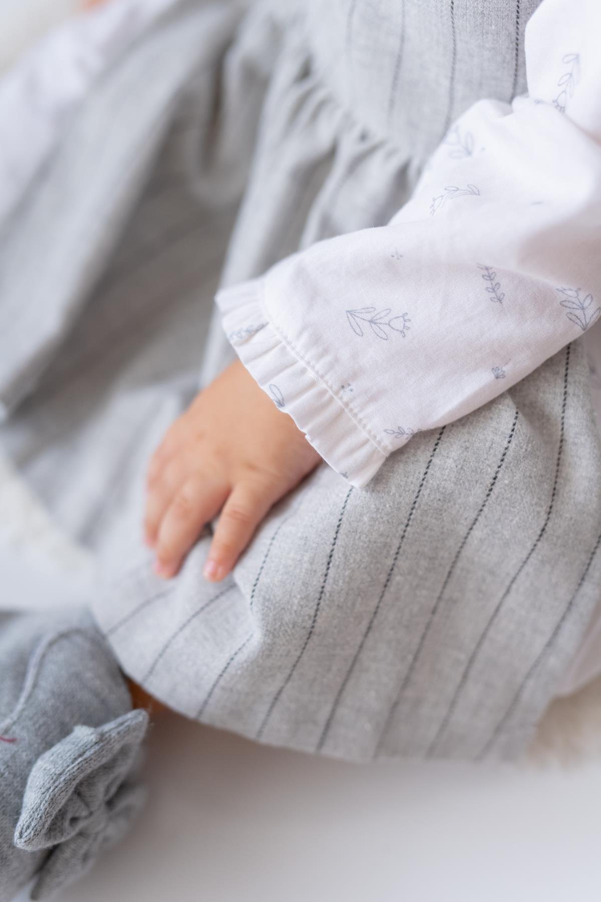 Kız Bebek Dokuma Elbise ve Gömlek Takım - Gri