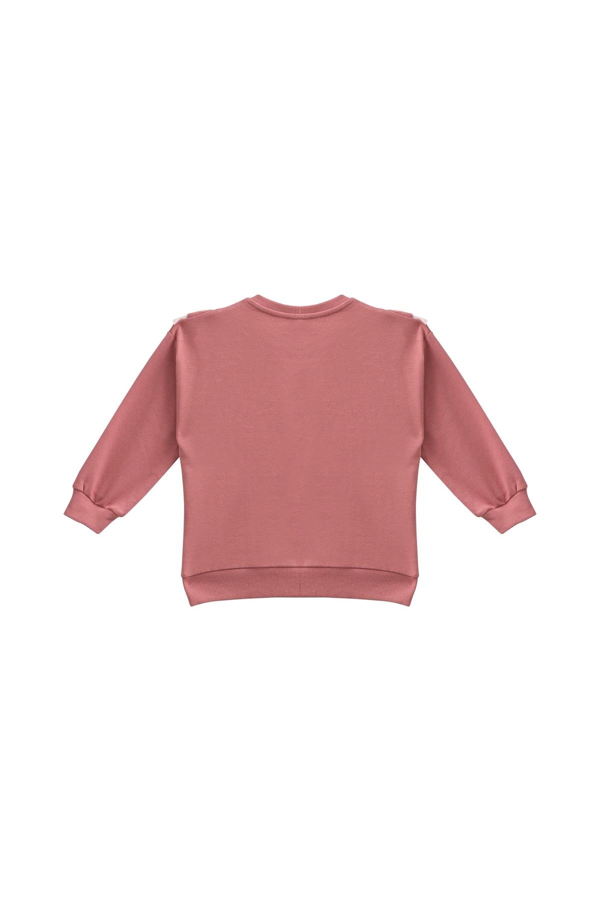 Kız Bebek Fırfır Detaylı Sweatshirt - Gül Kurusu