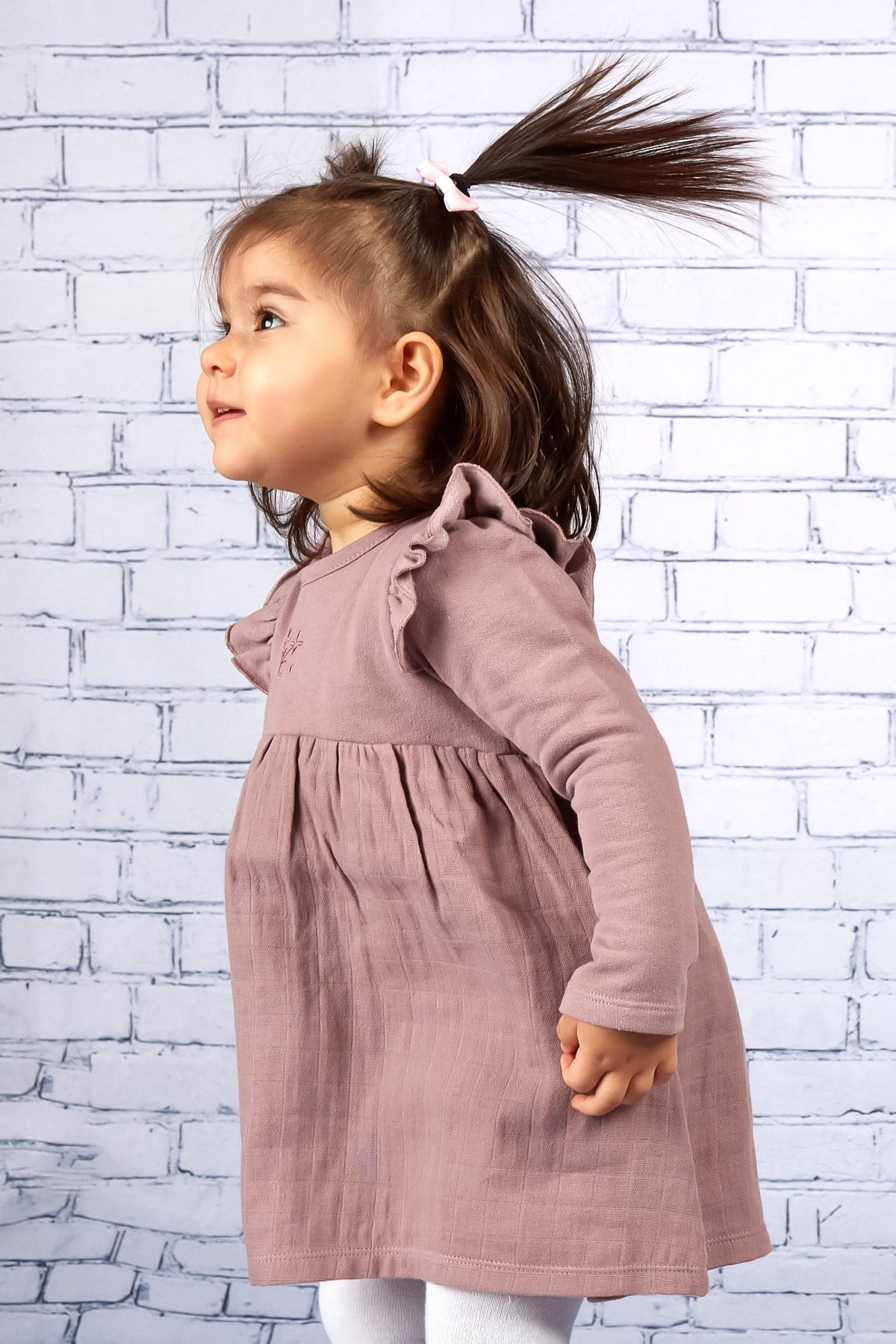 Kız Bebek Fırfırlı Nakışlı Çift Kat Müslin Elbise (6ay-4yaş)