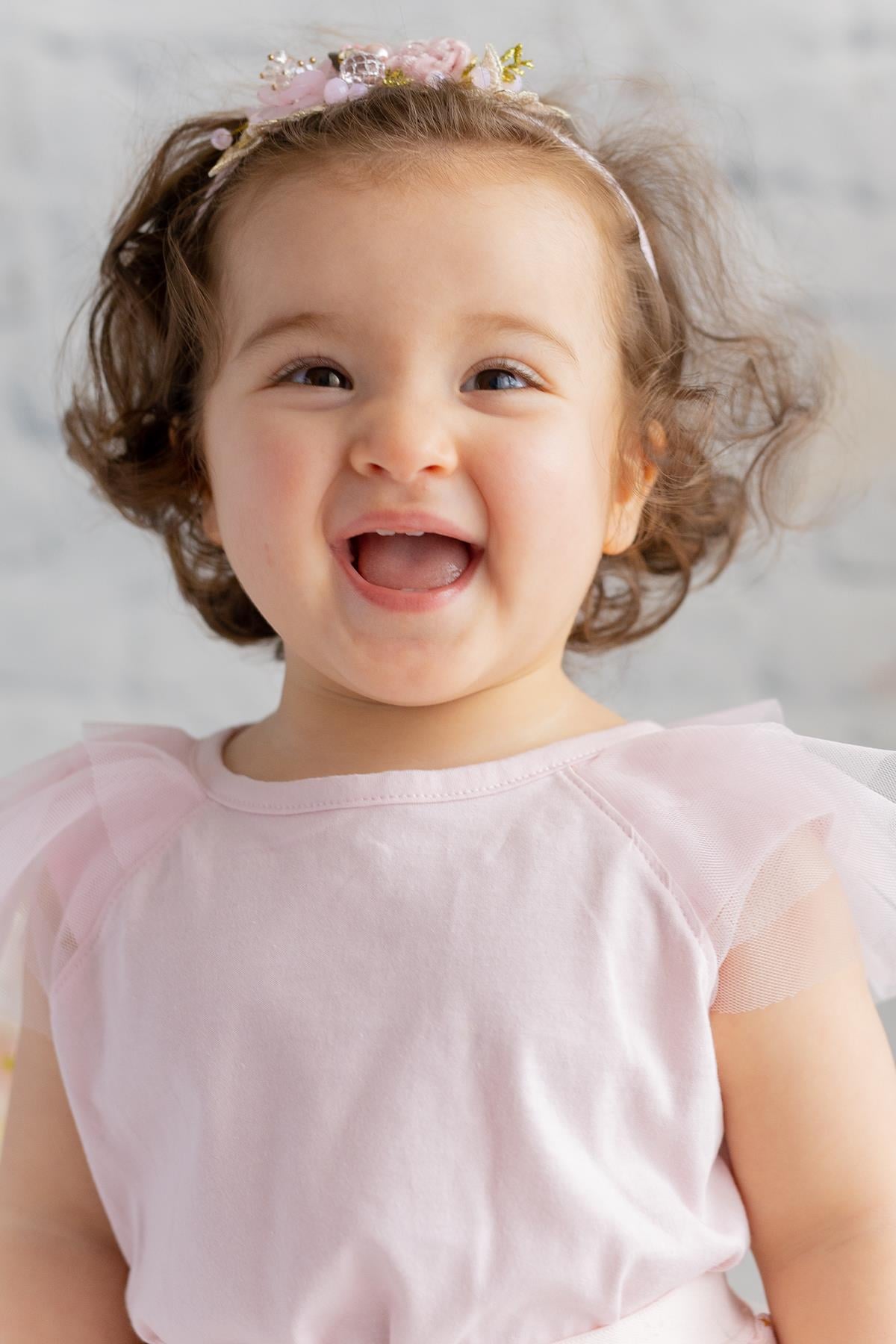 Kız Bebek Kolları Tüllü Crop T-shirt ve Sarı Yıldız Baskılı Tüllü Etek Takım