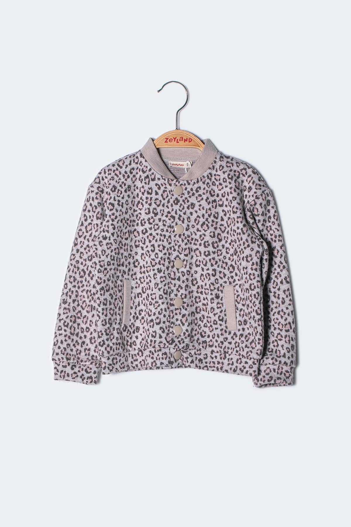 KIZ BEBEK LEOPAR DESENLI ORME CEKET