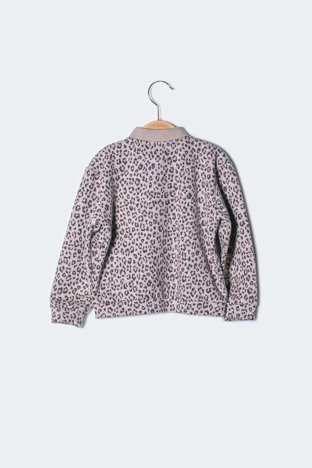 KIZ BEBEK LEOPAR DESENLI ORME CEKET