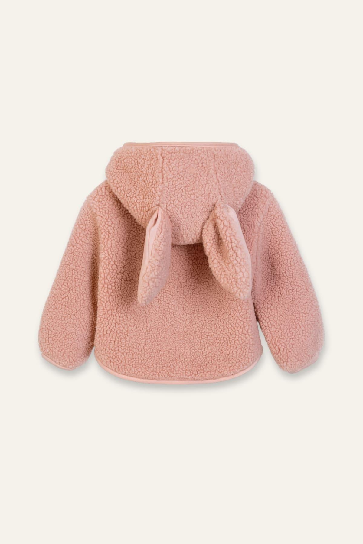 Kız Bebek Peluş Montlu 3'lü Takım  - Pudra