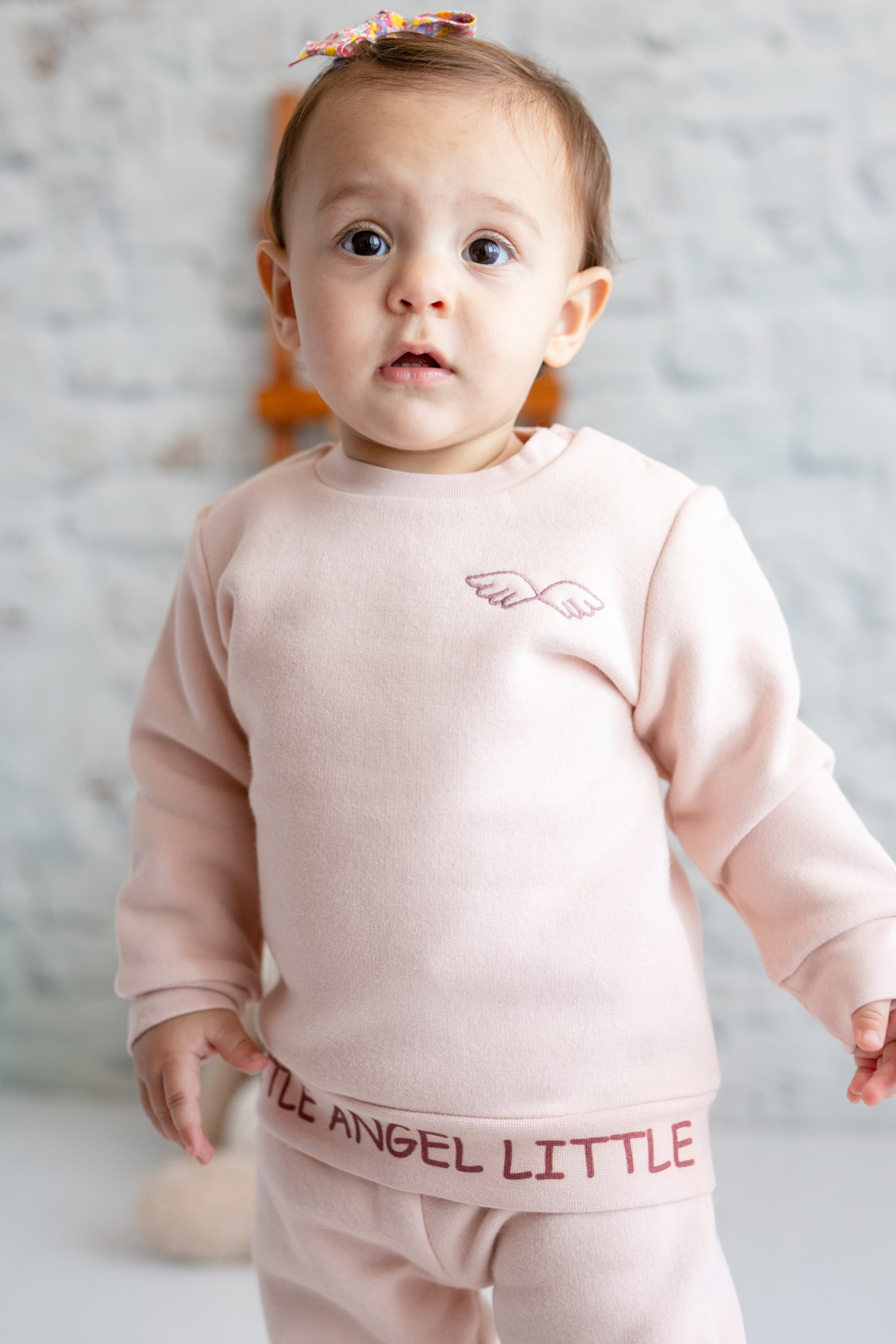 Kız Bebek Pembe Angel Sweatshirt Eşofman Alt Takım (6ay-4yaş)