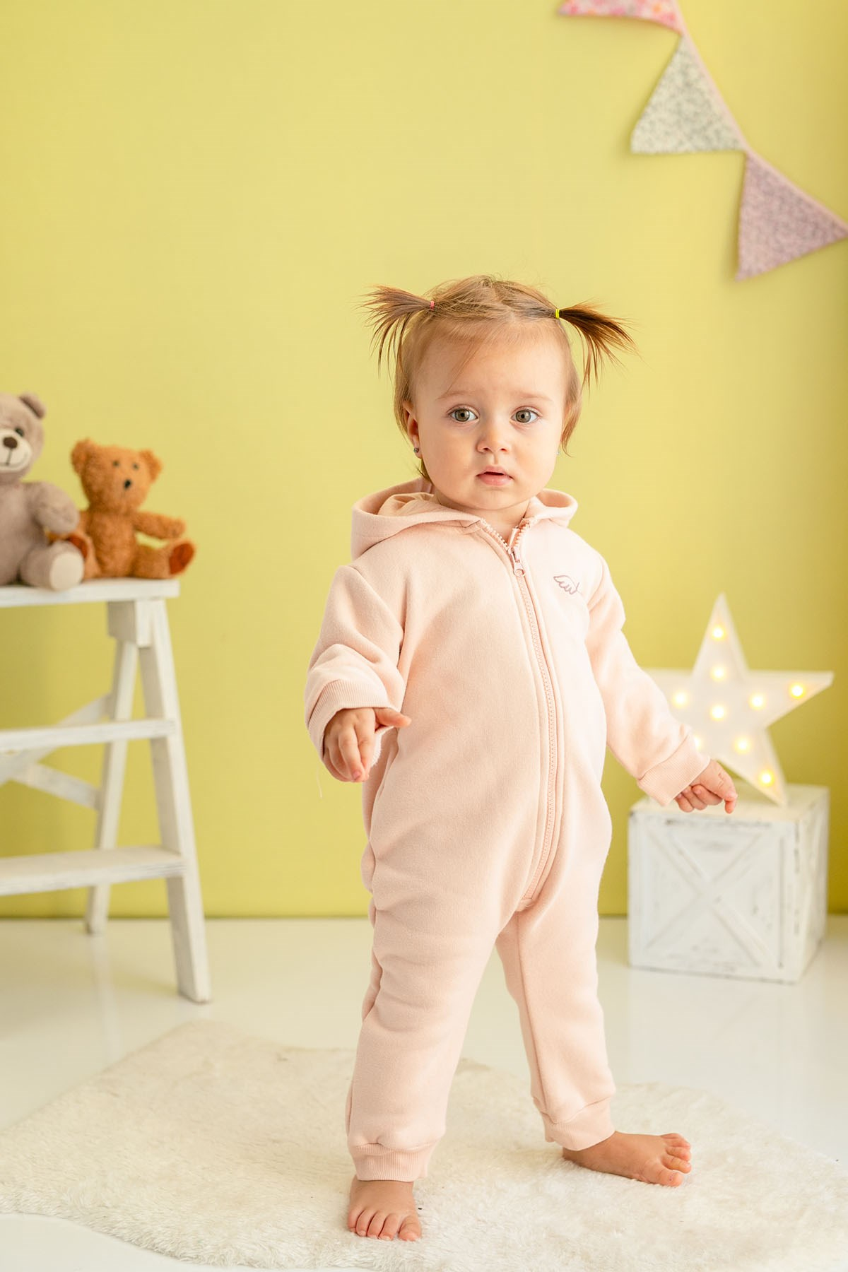 Kız Bebek Pembe Melek Nakışlı Tulum (3-24ay)