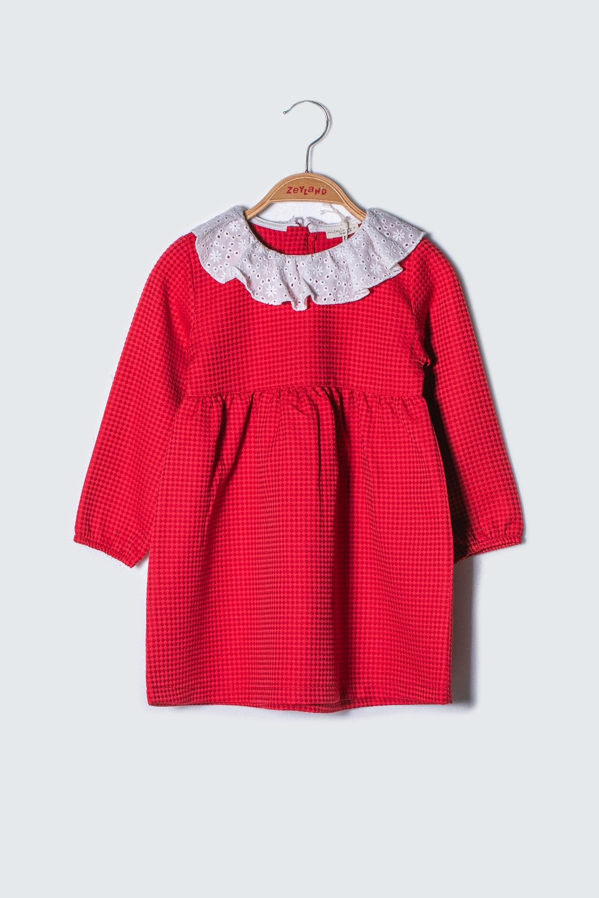 KIZ BEBEK YAKA DETAYLI ELBISE