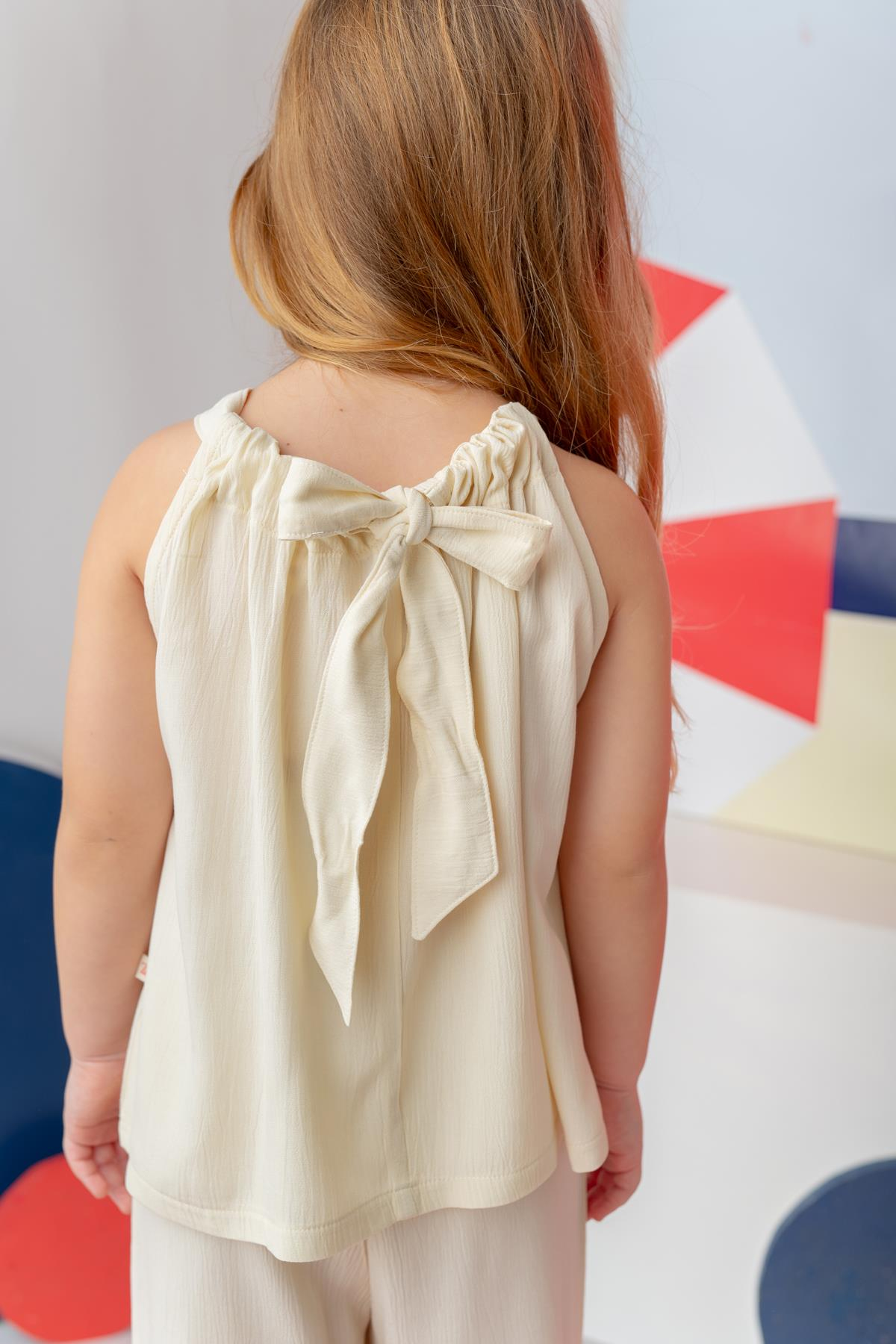 Kız Çocuk Askılı Bluz Pantolon Takım - Sarı