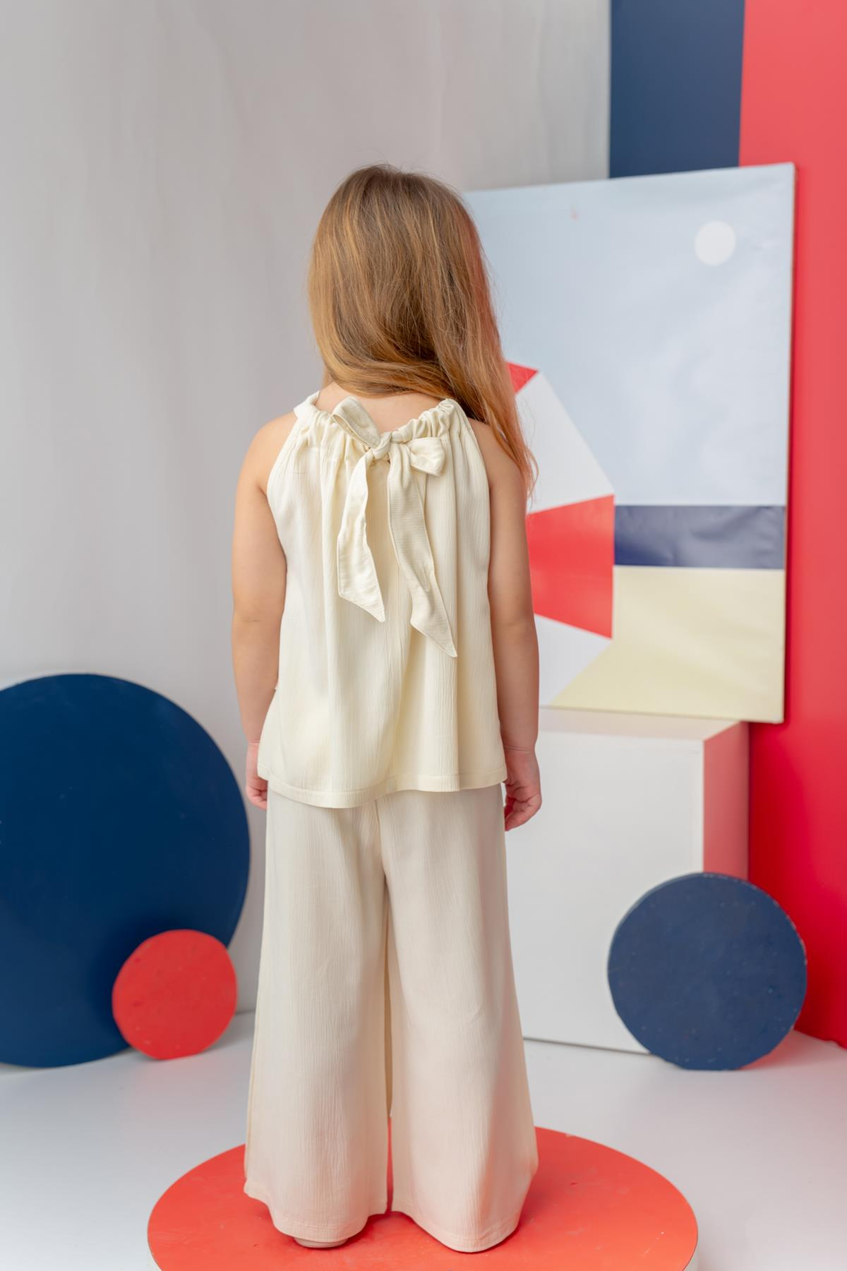 Kız Çocuk Askılı Bluz Pantolon Takım - Sarı