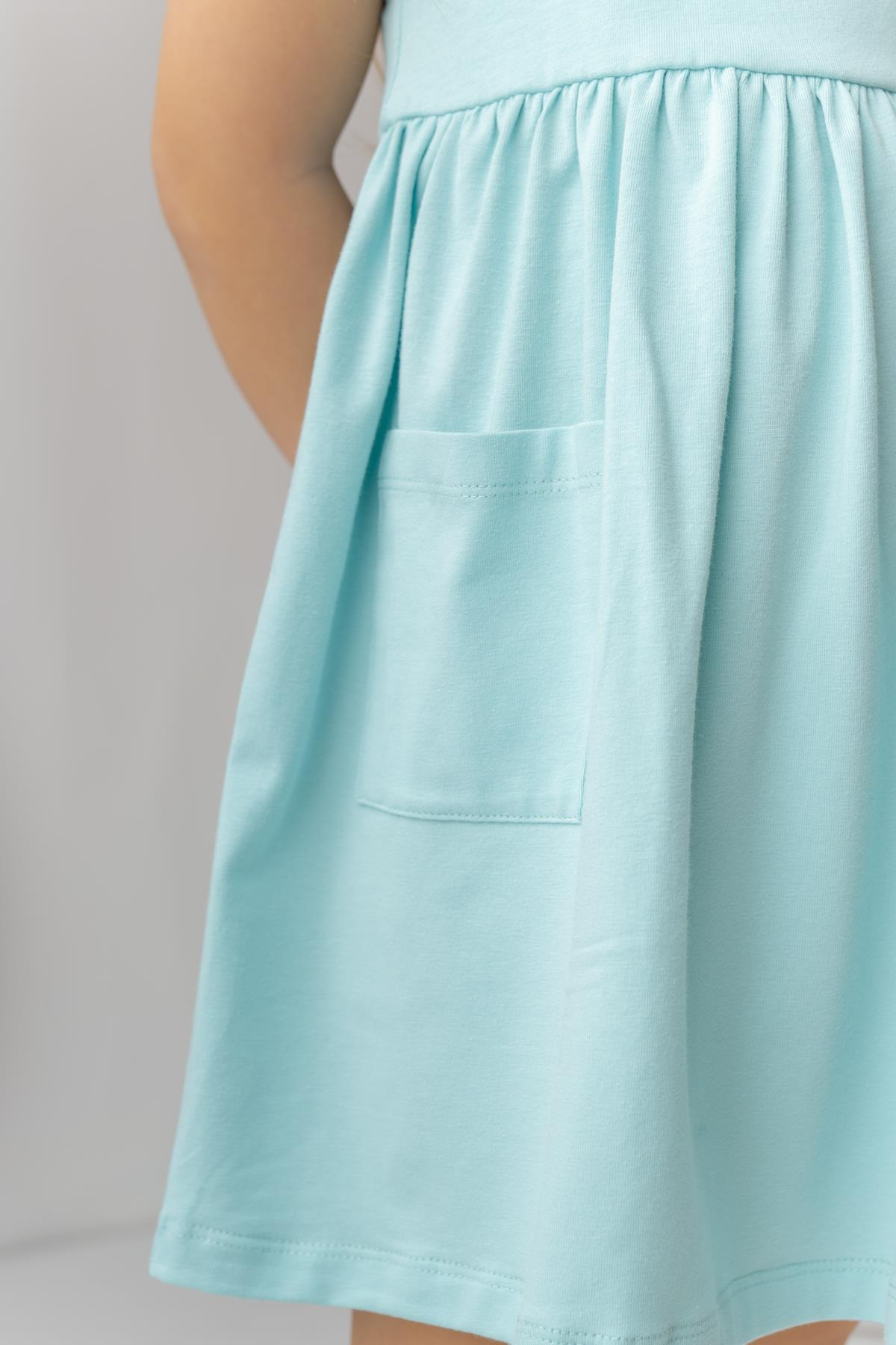 Kız Çocuk Askılı Penye Elbise - Mint