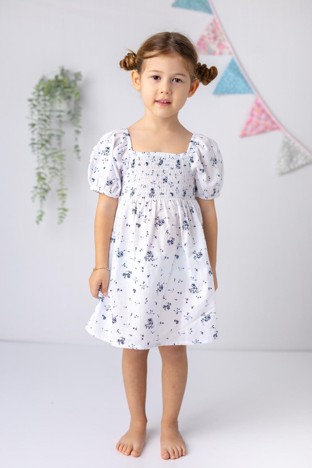 KIZ COCUK  BALON KOLLU GIPELI DESENLI DOKUMA ELBISE