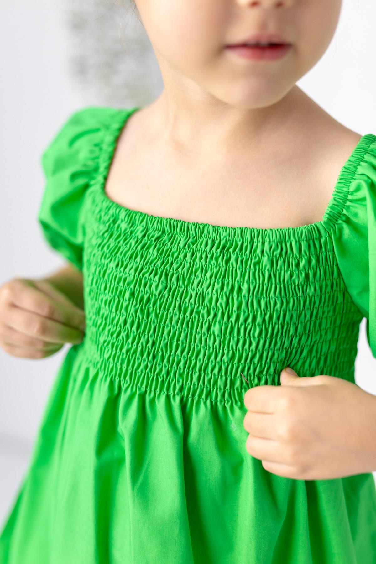 KIZ COCUK BALON KOLLU GIPELI DOKUMA ELBISE