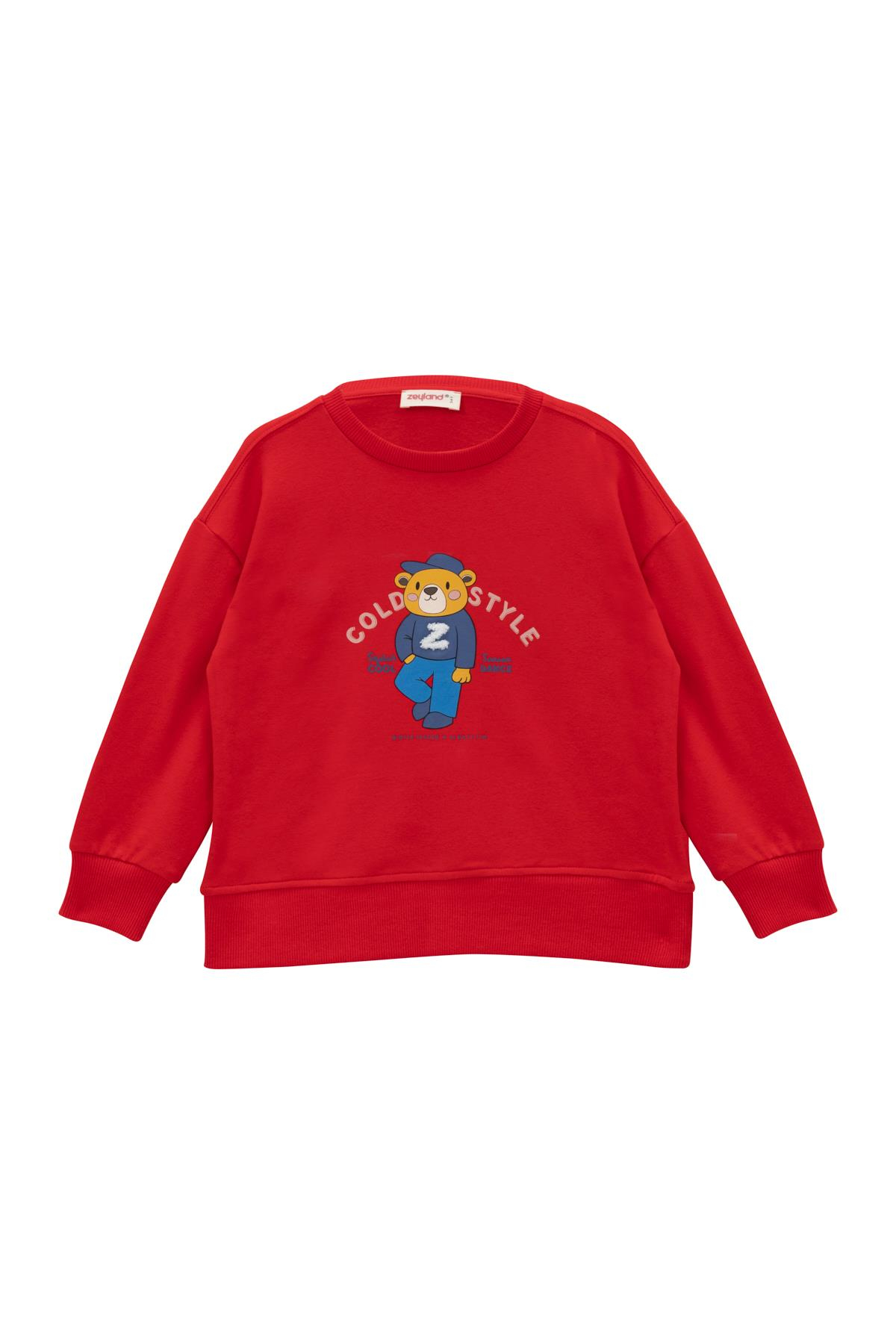 Kız Çocuk Baskı Ve Nakış Detaylı Sweatshirt - Kırmızı