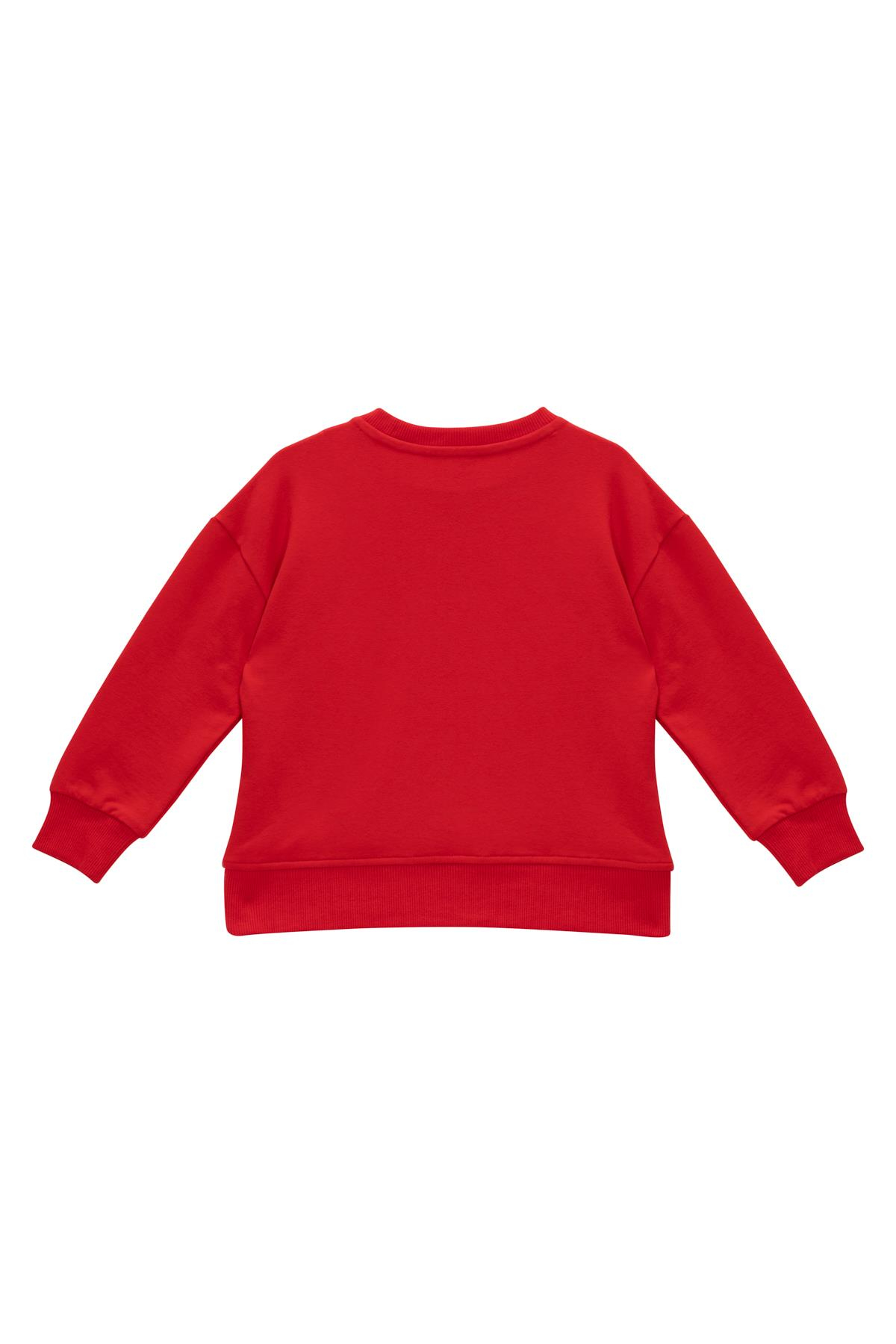 Kız Çocuk Baskı Ve Nakış Detaylı Sweatshirt - Kırmızı